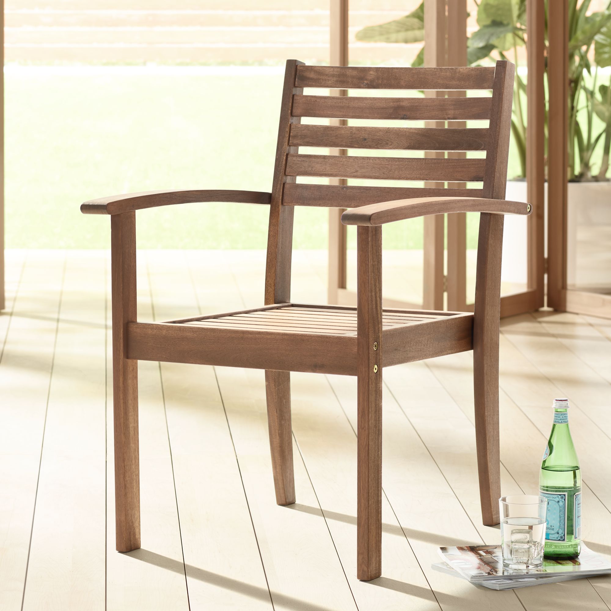 Nantucket 24" Wide Natural Wood Outdoor Arm Chair