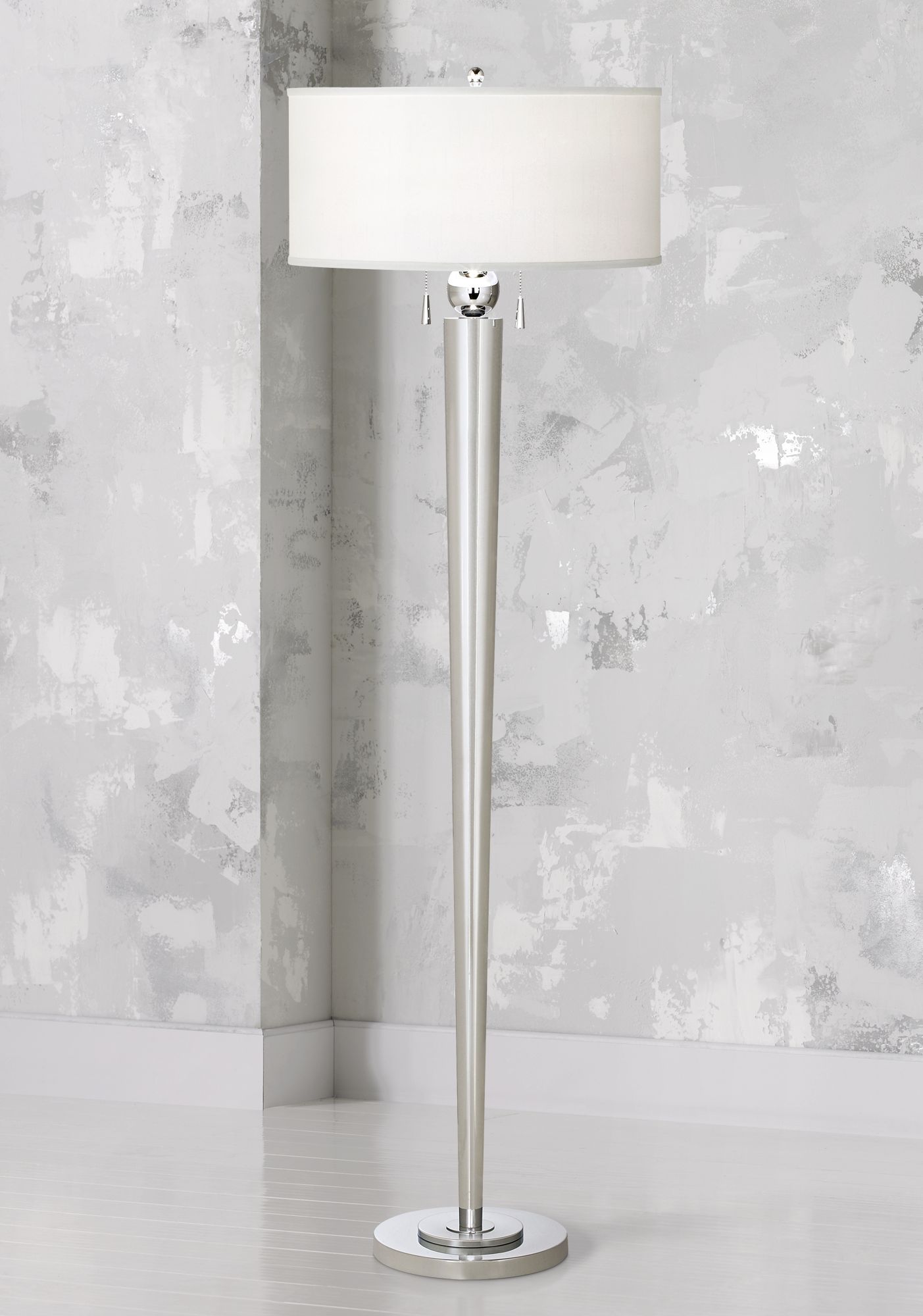 Messina Polished Steel Double Pull Floor Lamp