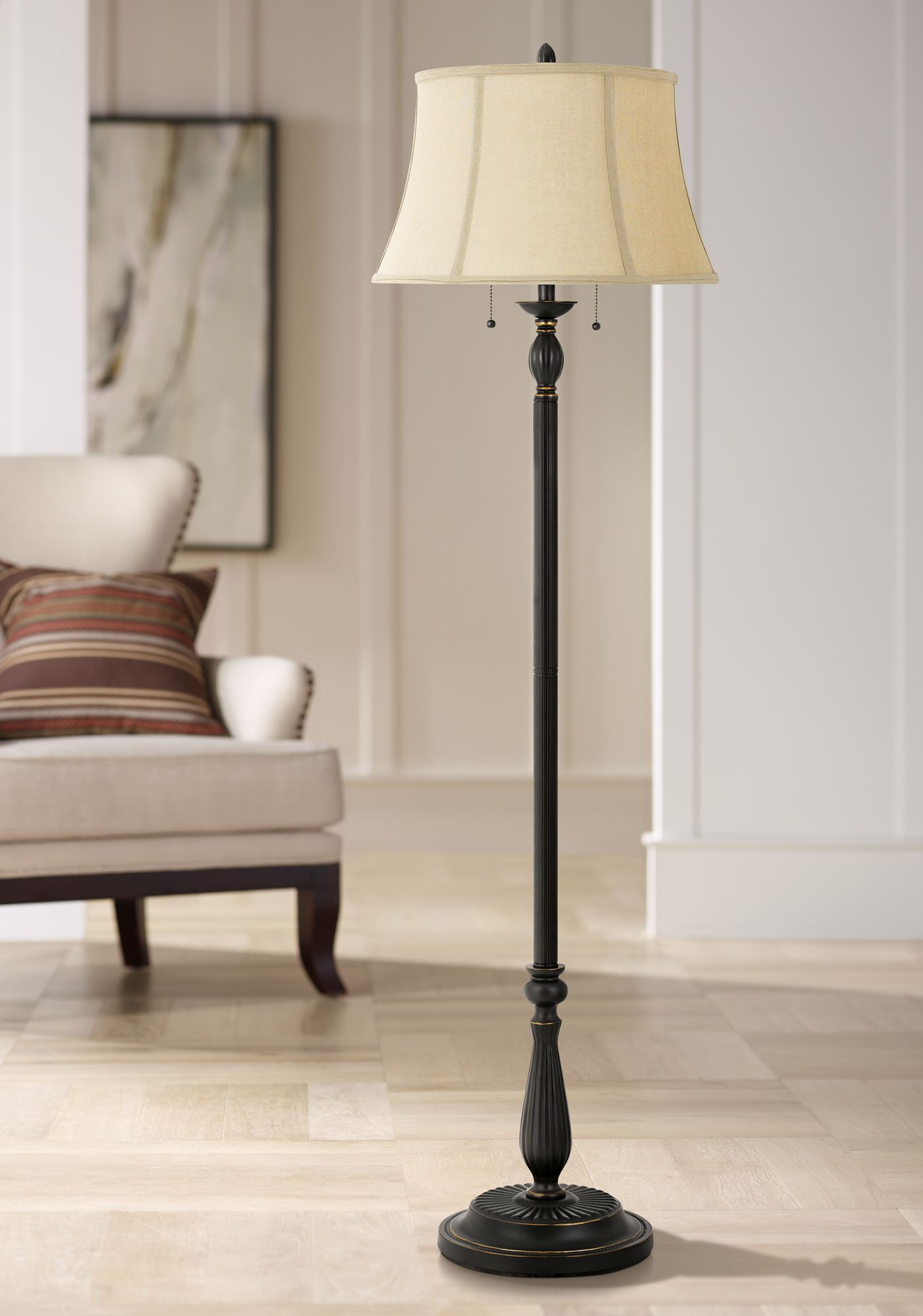Barnwell Dark Bronze Metal 2-Light Floor Lamp