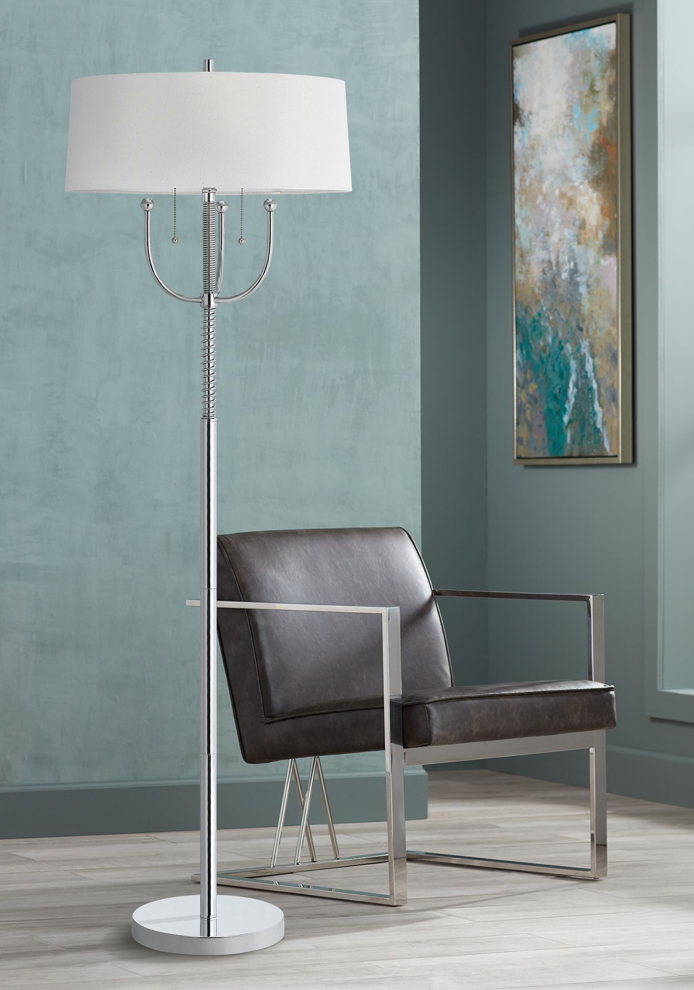 Lesina Chrome Metal 2-Light Floor Lamp