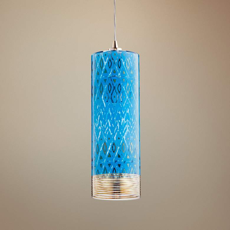 Cyan Design Kaska 4 3/4&quot;W Gold and Blue Glass Mini Pendant