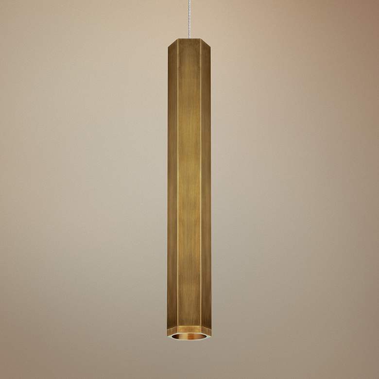 Tech Lighting Blok 3 1/4&quot;W Aged Brass Monorail Mini Pendant