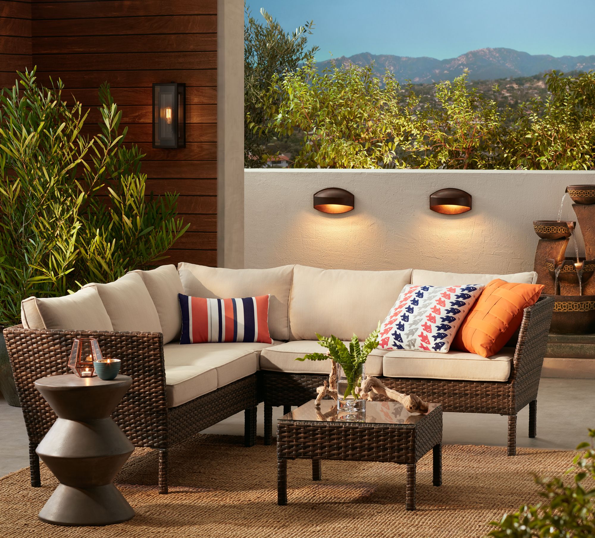 Bella Springs Wicker 4-Piece Outdoor Sectional Patio Set