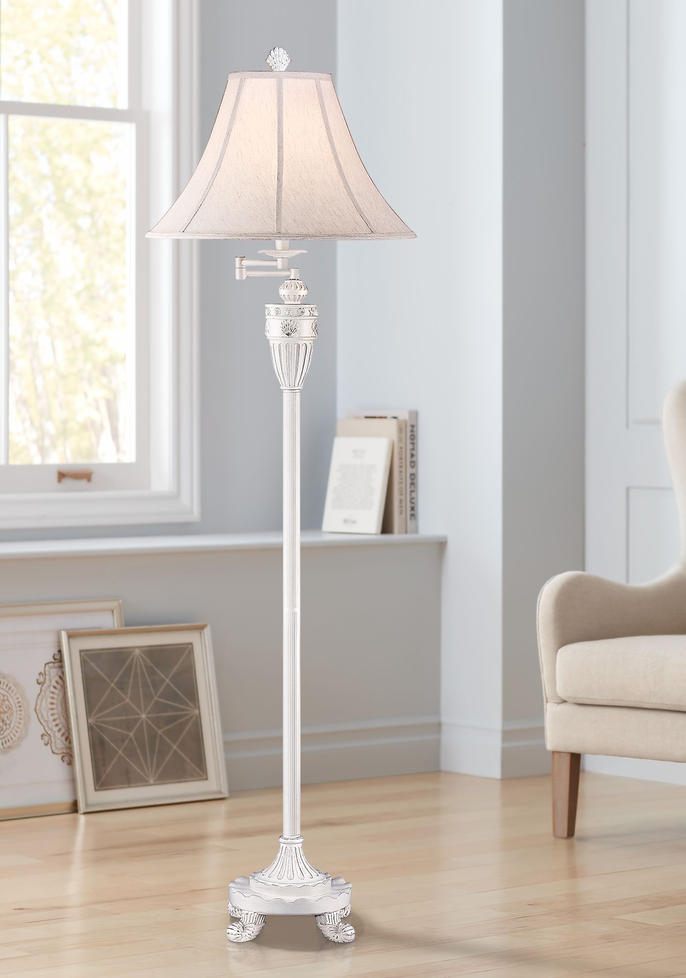 Shell Cottage White Swing Arm Floor Lamp 23N86 Lamps Plus