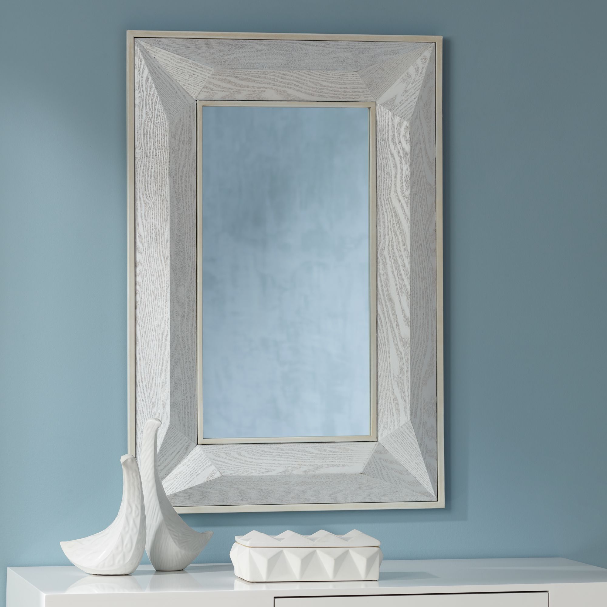 Keily Geometric Cut White 24 3/4" x 36 Wall Mirror