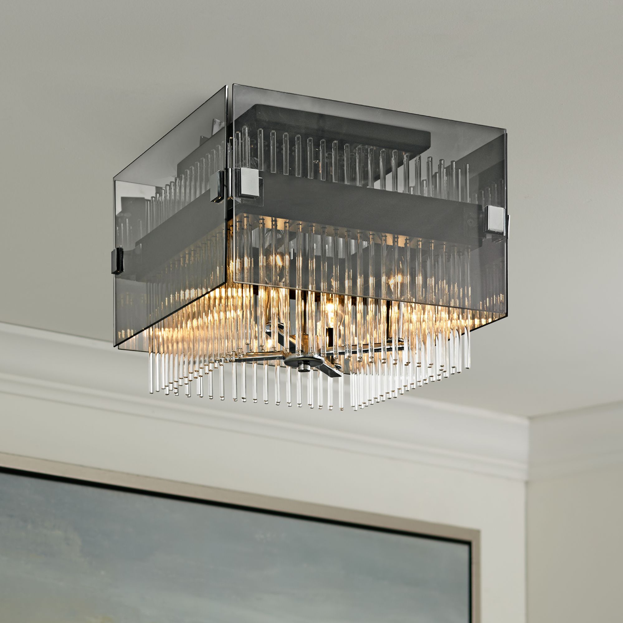 Apollo 14 1/2" Wide Dark Bronze and Chrome Ceiling Light