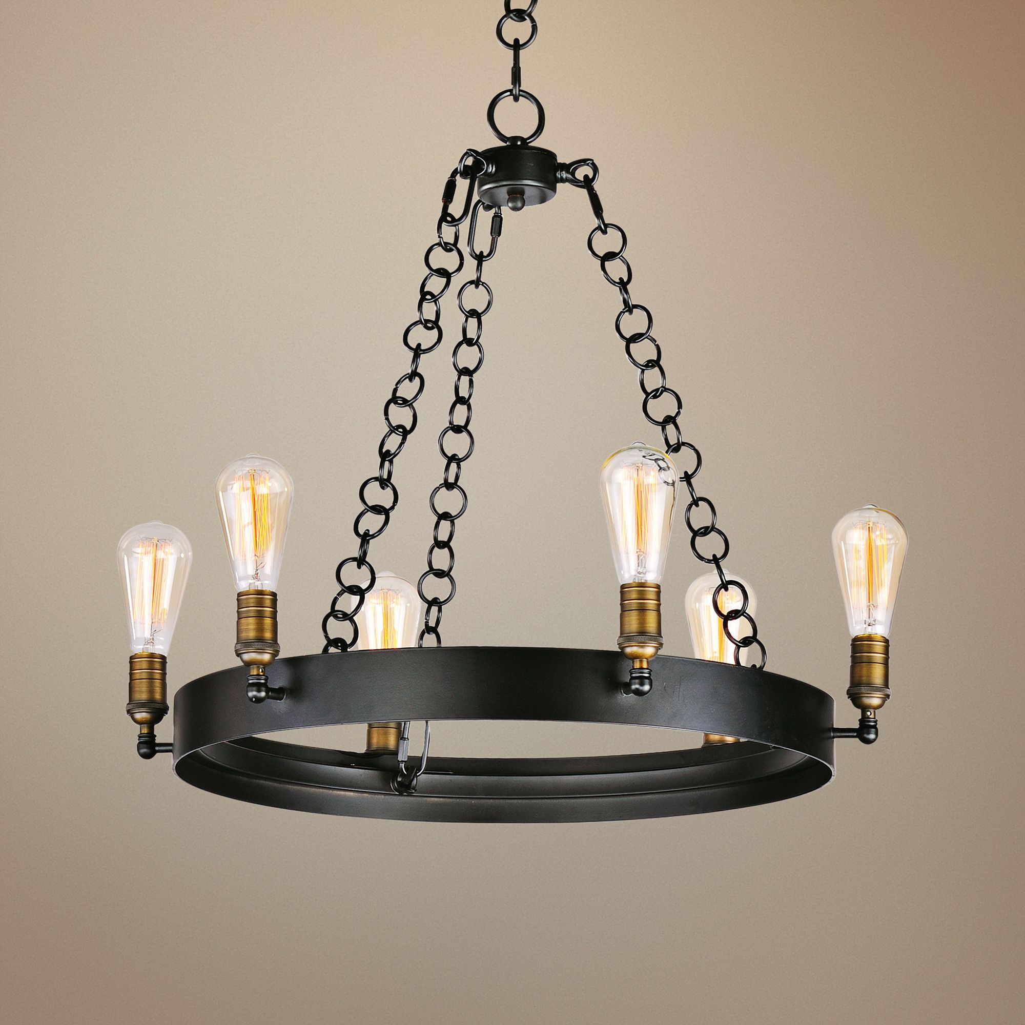 Maxim Noble 26" Wide Black and Aged Brass 6-Light Chandelier