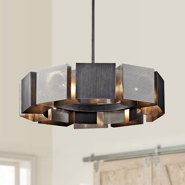 Impression 27 1/2&quot; Wide Graphite and Nickel 10-Light Pendant