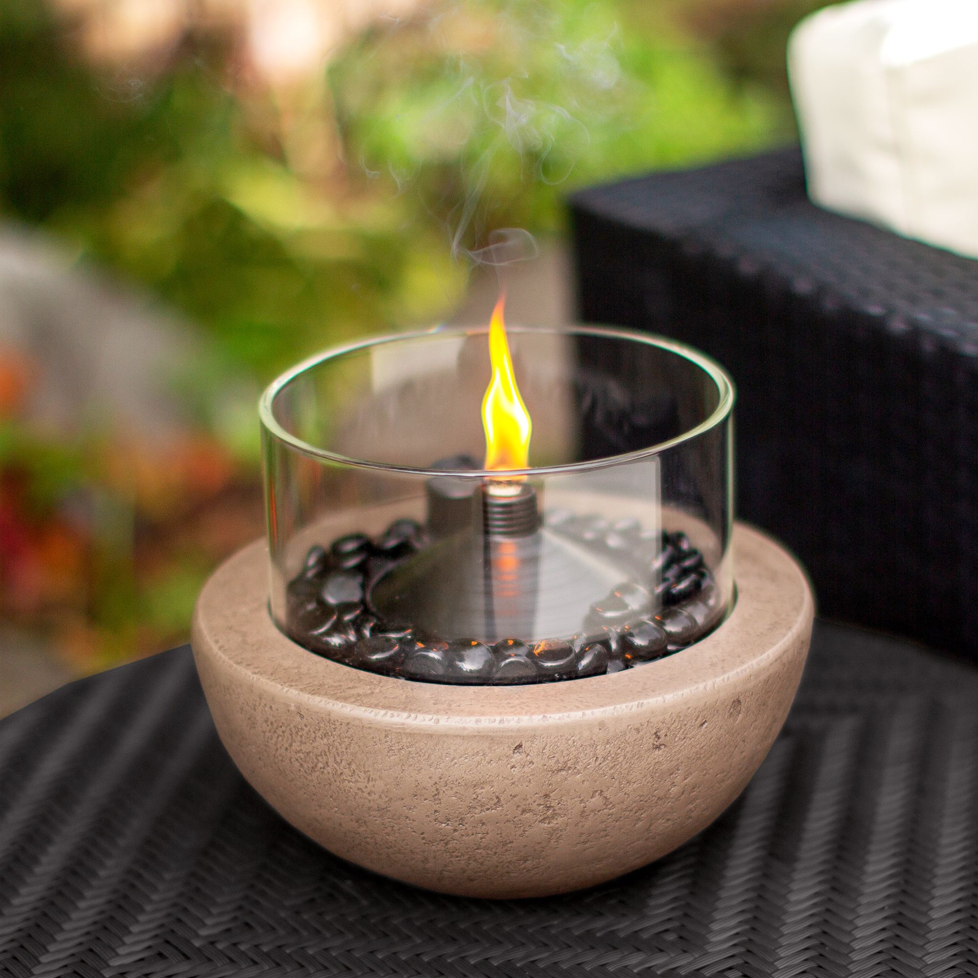 StoneLook 10"W Tabletop Fire Bowl with Citronella Canister 249J0