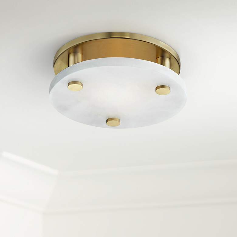 Hudson Valley Croton 9&quot; Wide Aged Brass LED Ceiling Light