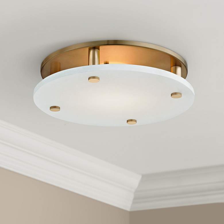 Image 1 Hudson Valley Croton 15" Wide Aged Brass LED Ceiling Light