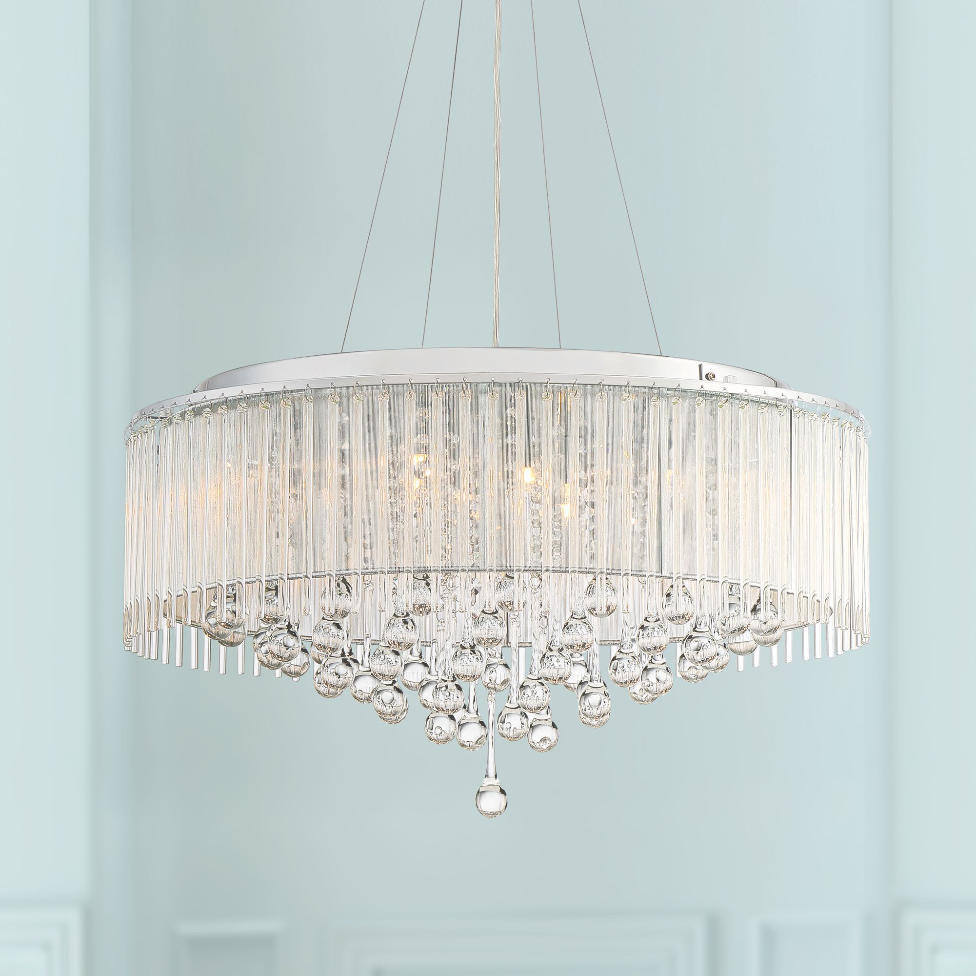 Ashton 24" Wide Chrome Crystal Pendant Light