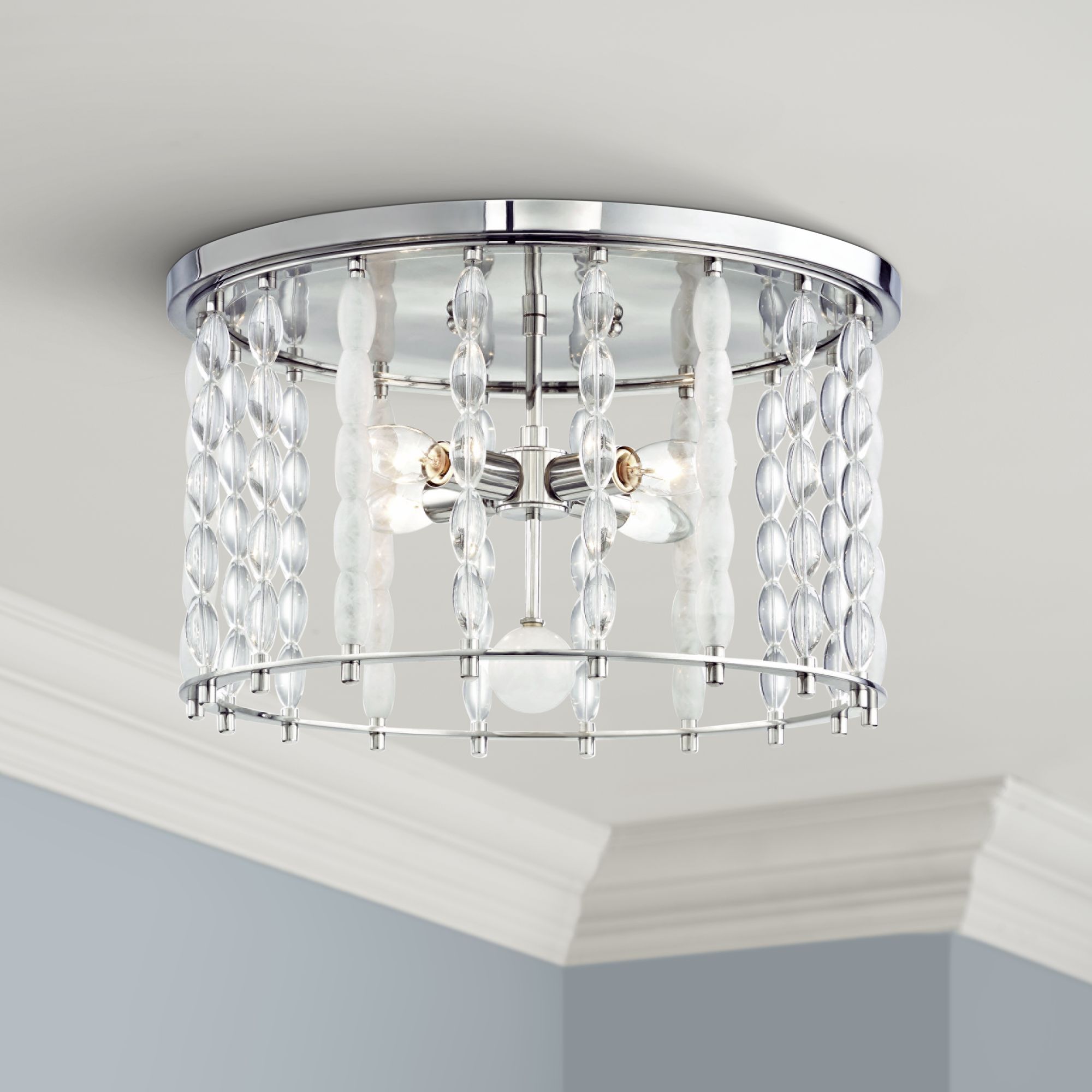 Whitestone 16 1/2" Wide Polished Nickel 4-Light Ceiling Light