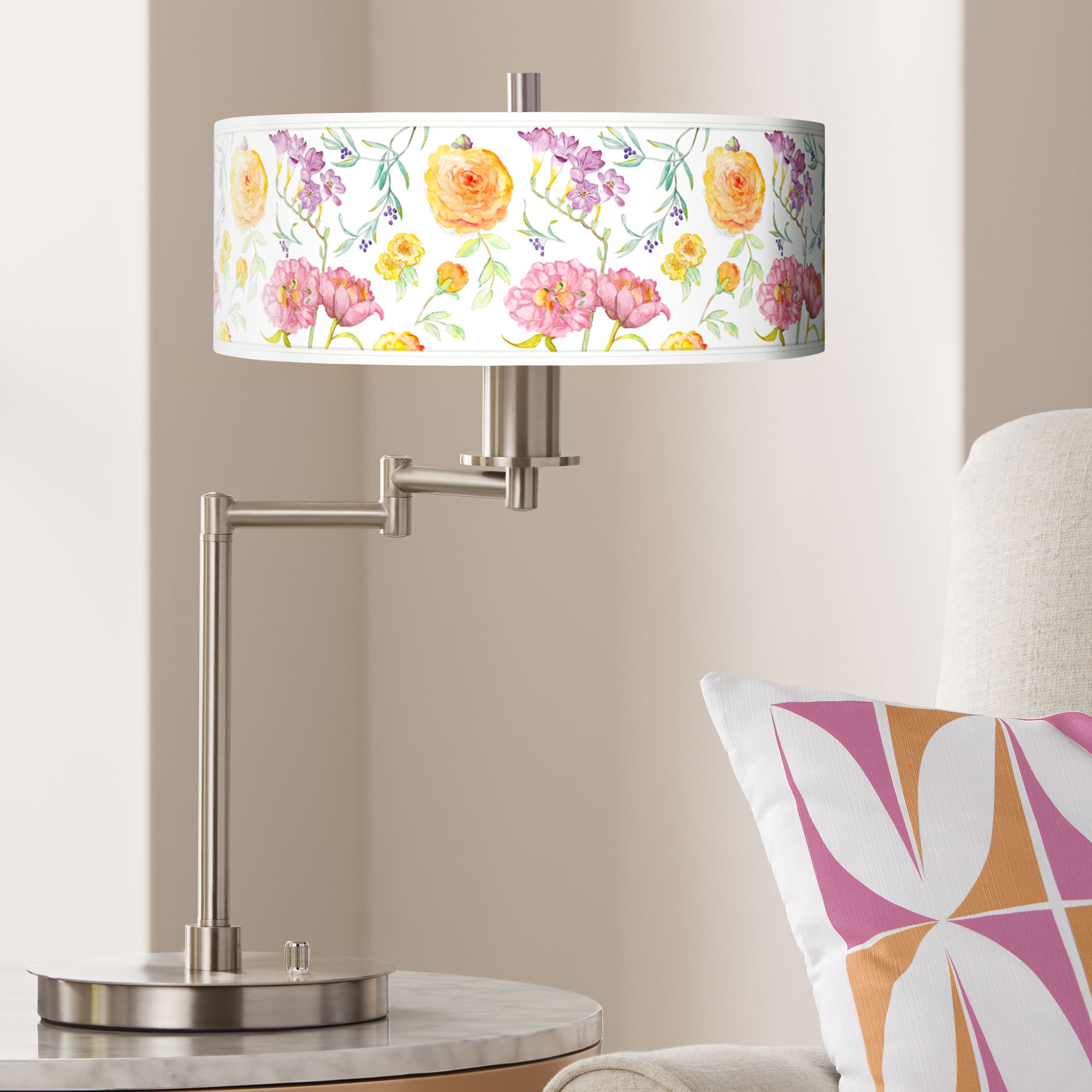Spring Garden Giclee CFL Swing Arm Desk Lamp