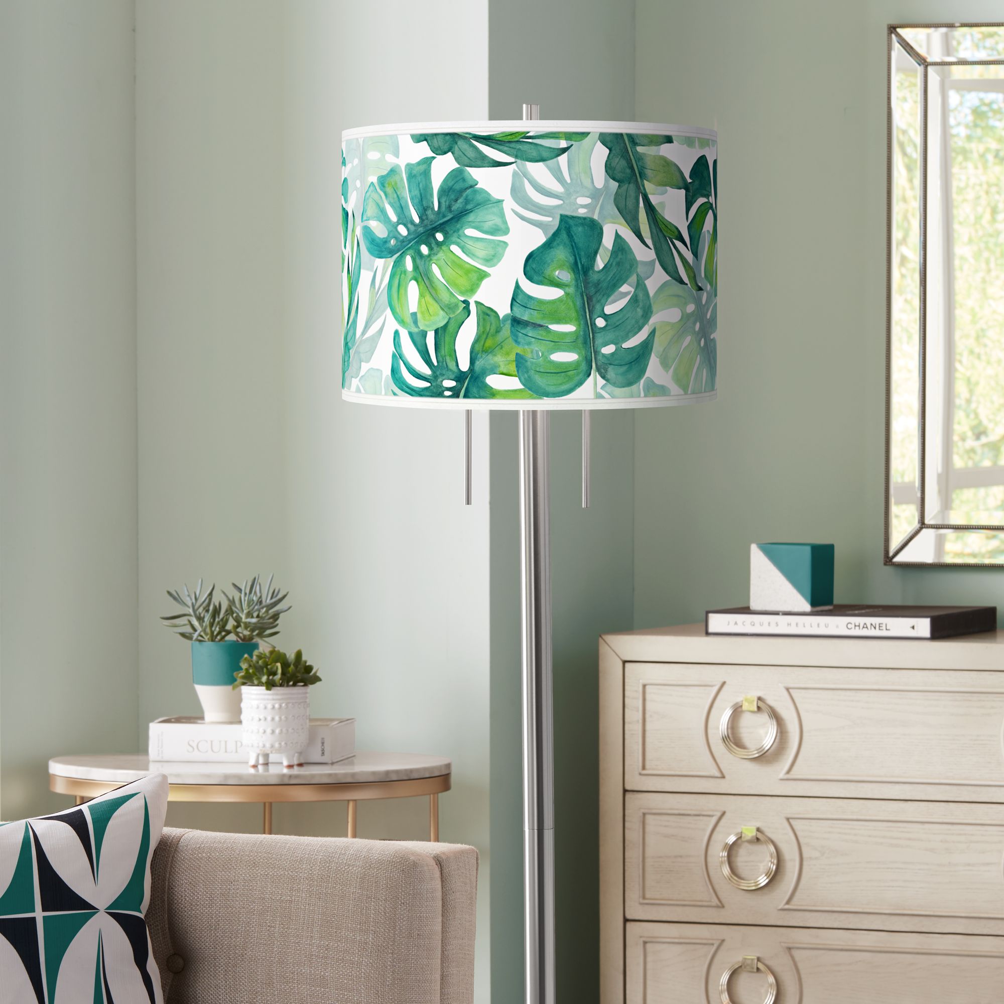 Tropica Giclee Brushed Nickel Garth Floor Lamp