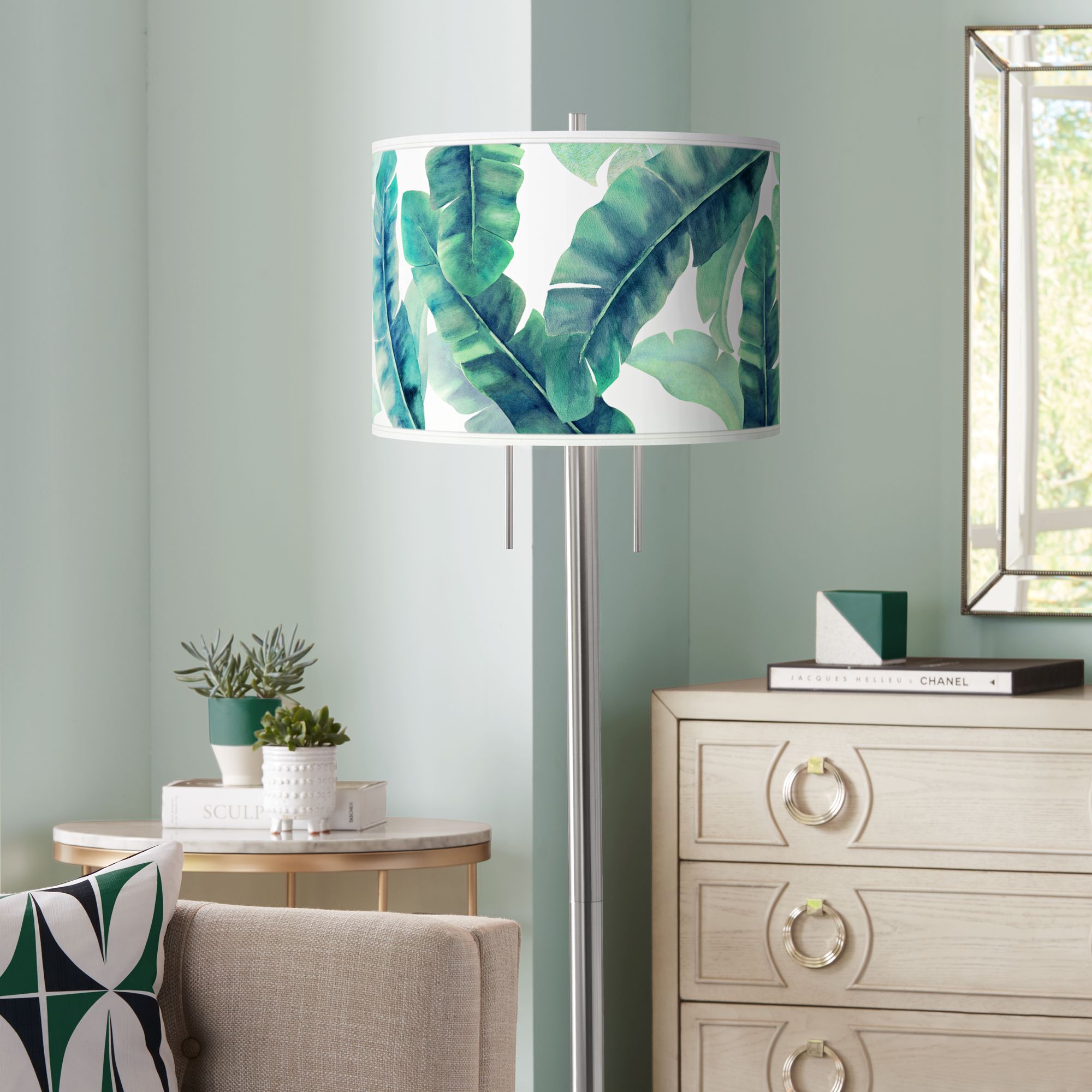 Guinea Giclee Brushed Nickel Garth Floor Lamp