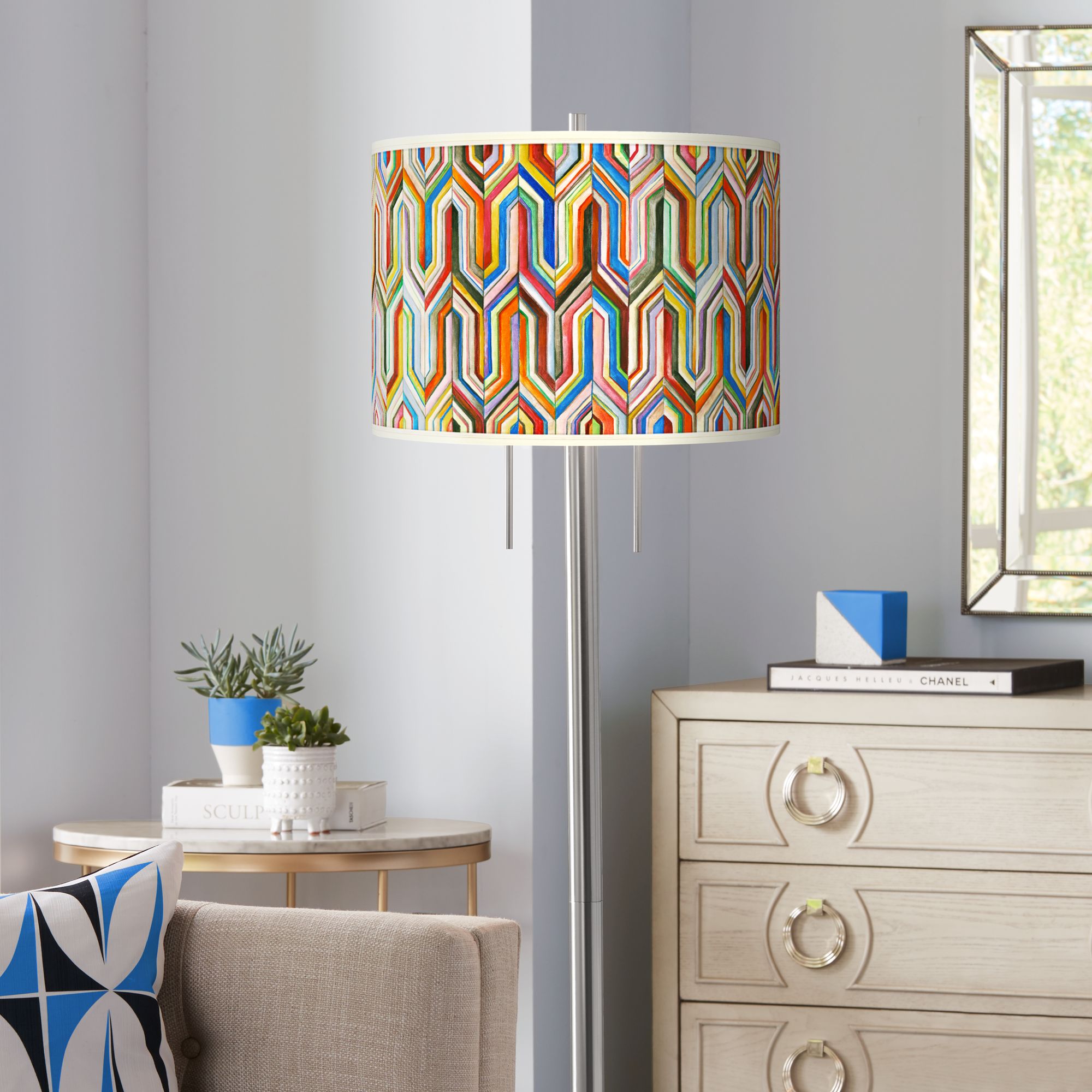 Synthesis Giclee Brushed Nickel Garth Floor Lamp