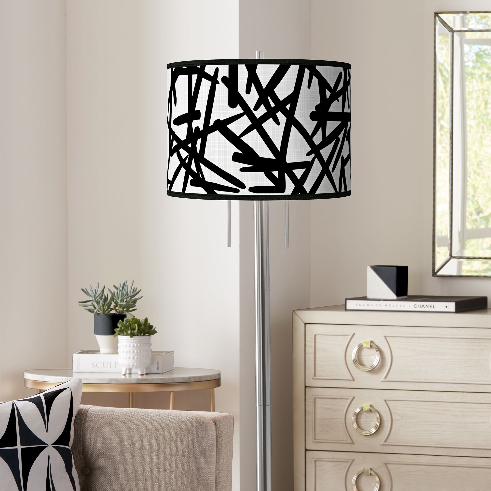 Sketchy Giclee Brushed Nickel Garth Floor Lamp