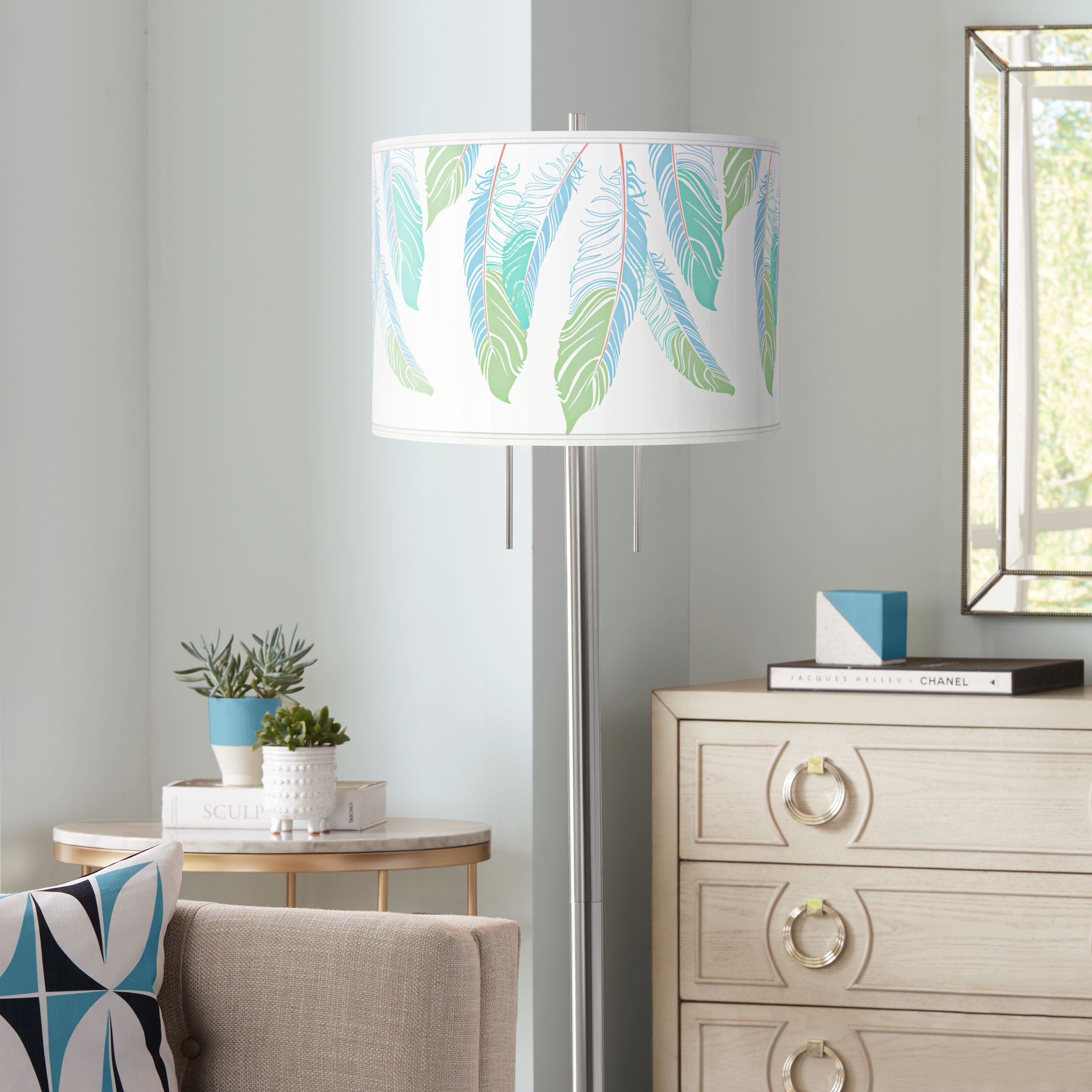 Light as a Feather Giclee Brushed Nickel Garth Floor Lamp