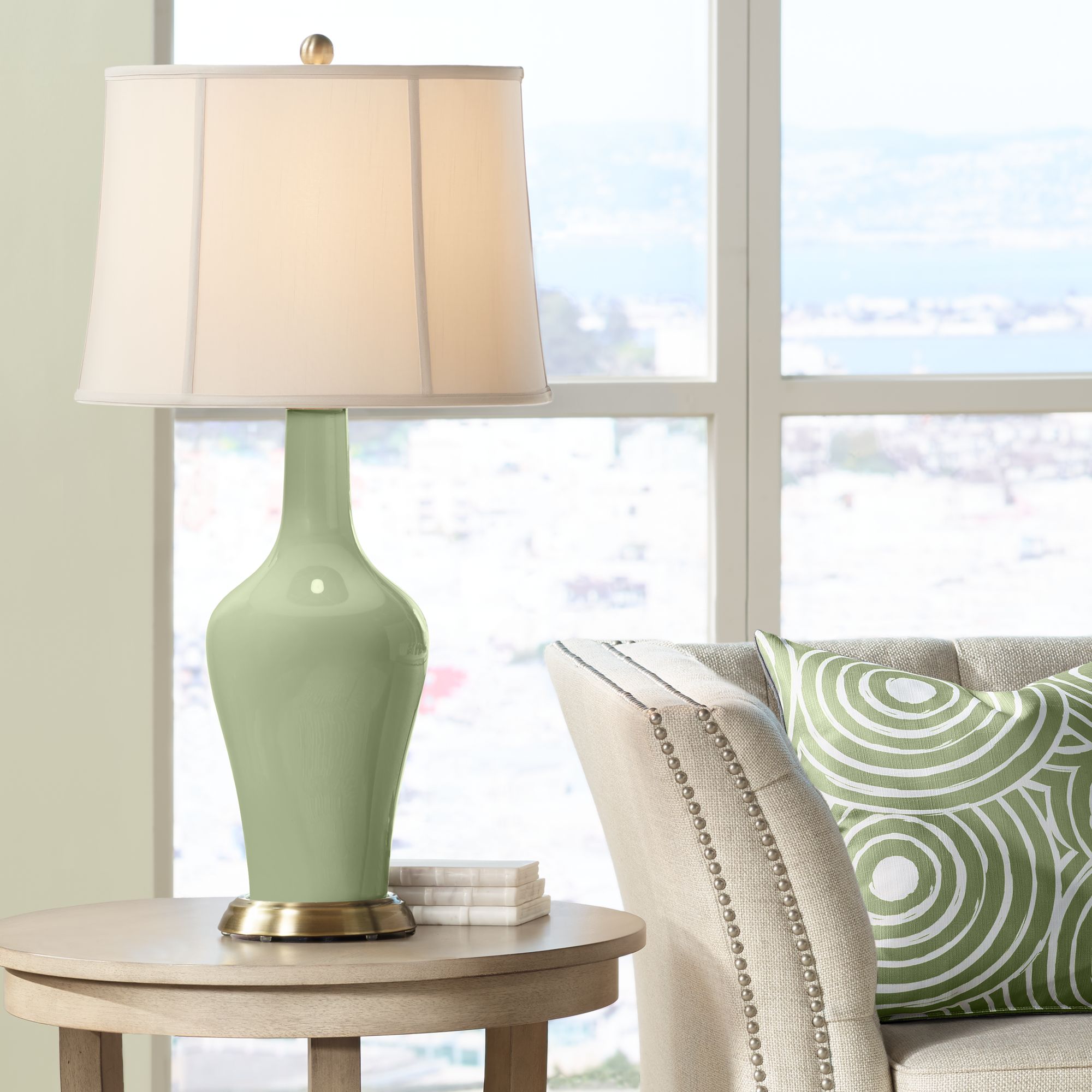 Majolica Green Anya Table Lamp – Elegant, Modern Lighting Fixture