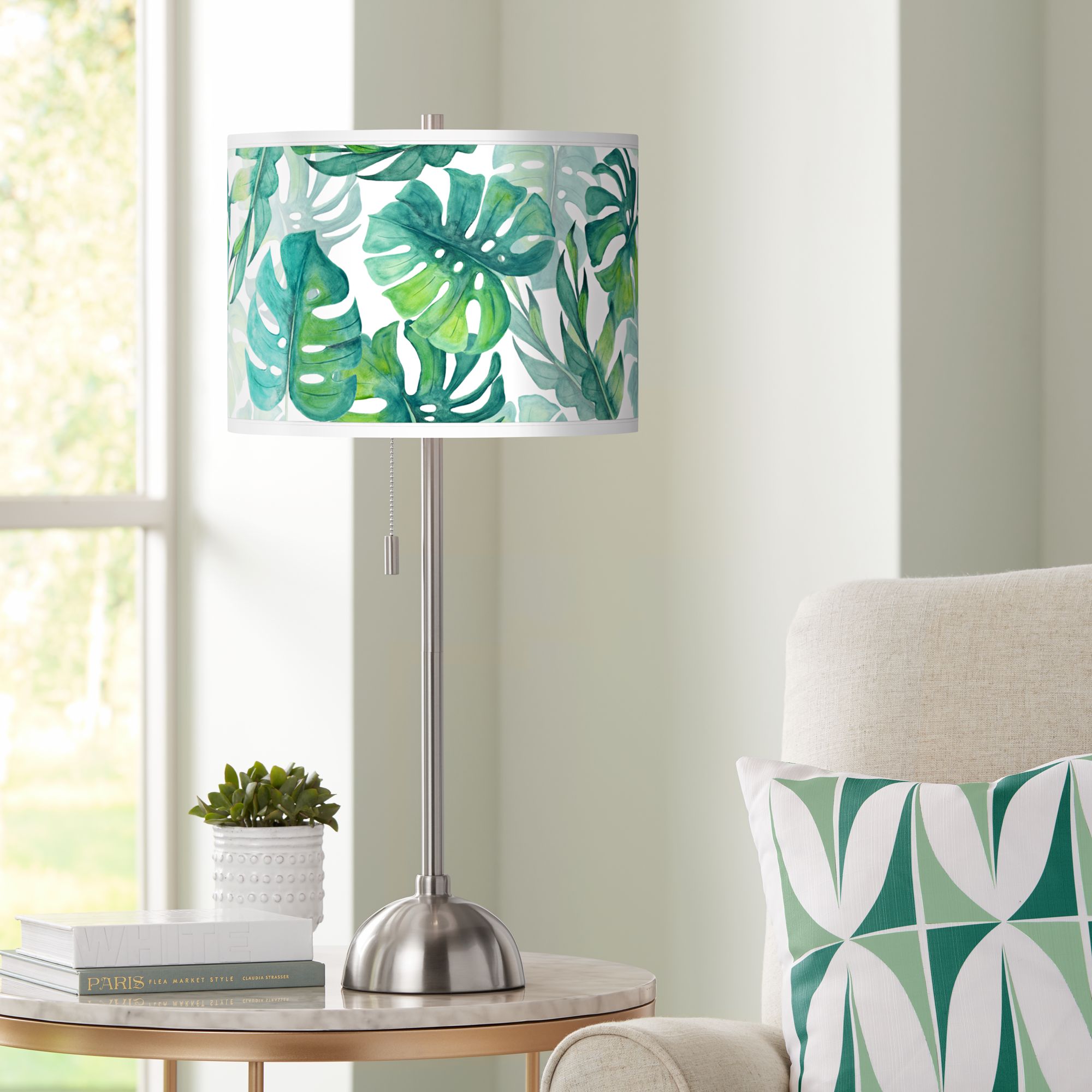 Tropica Giclee Brushed Nickel Table Lamp
