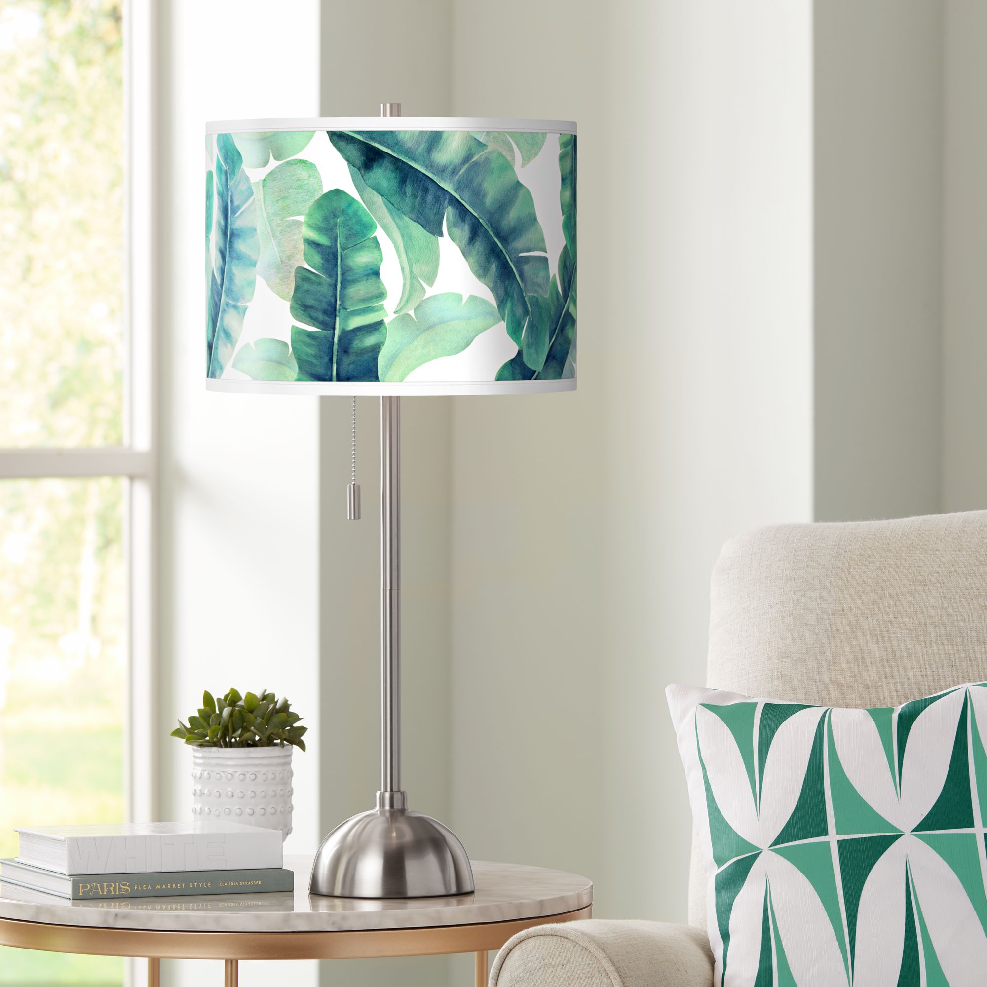 Guinea Giclee Brushed Nickel Table Lamp