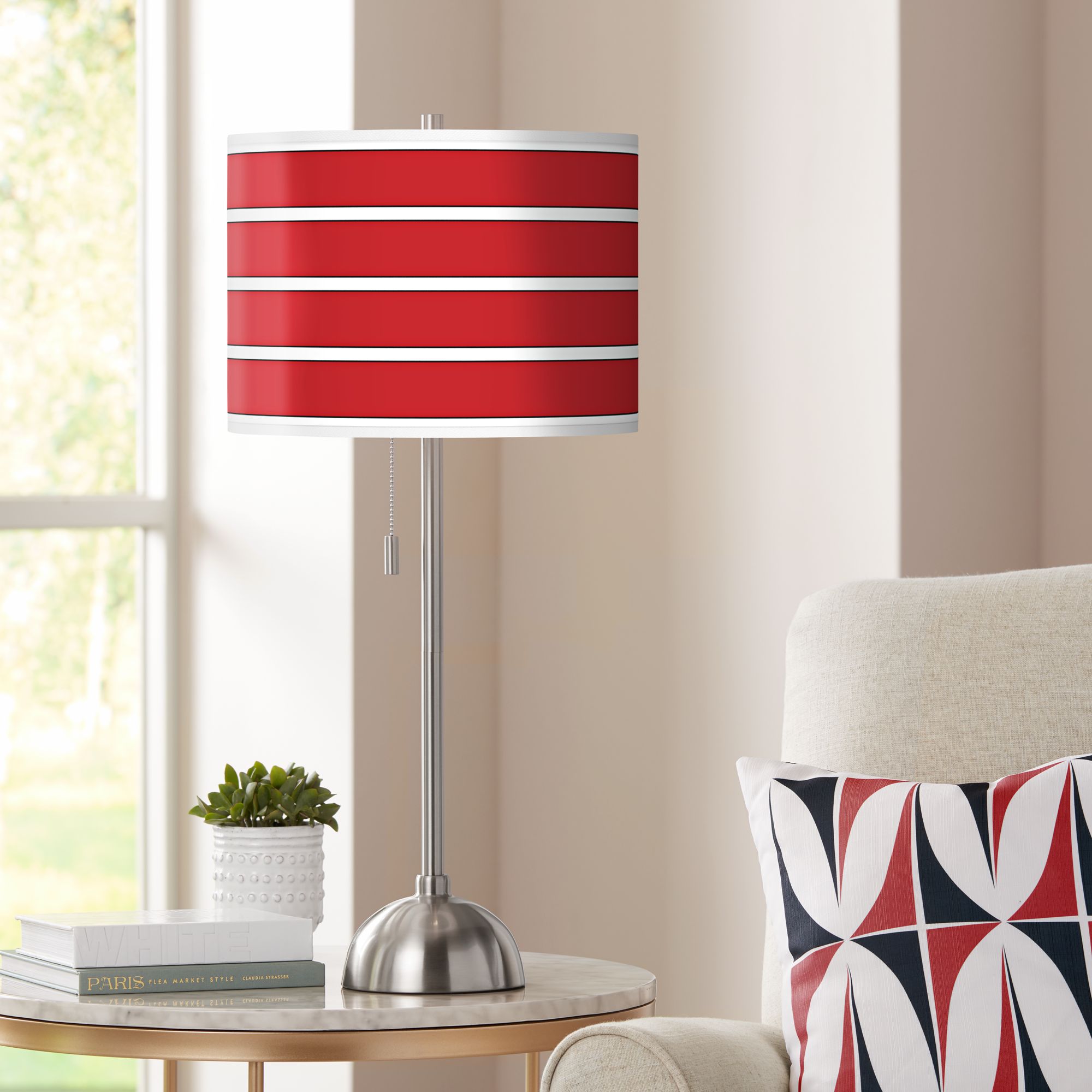 Giclee Bold Red Stripe Table Lamp