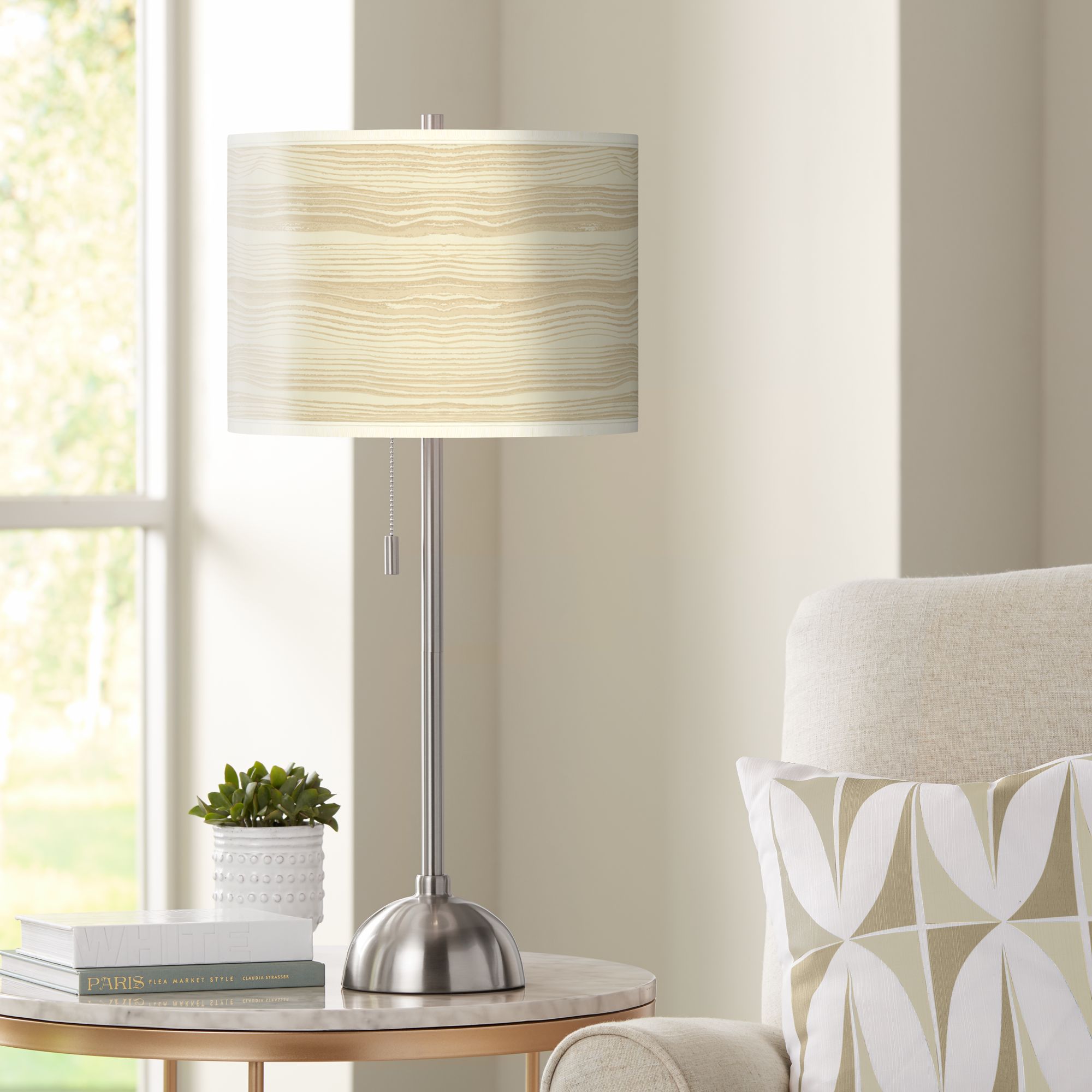 Birch Blonde Giclee Brushed Nickel Table Lamp
