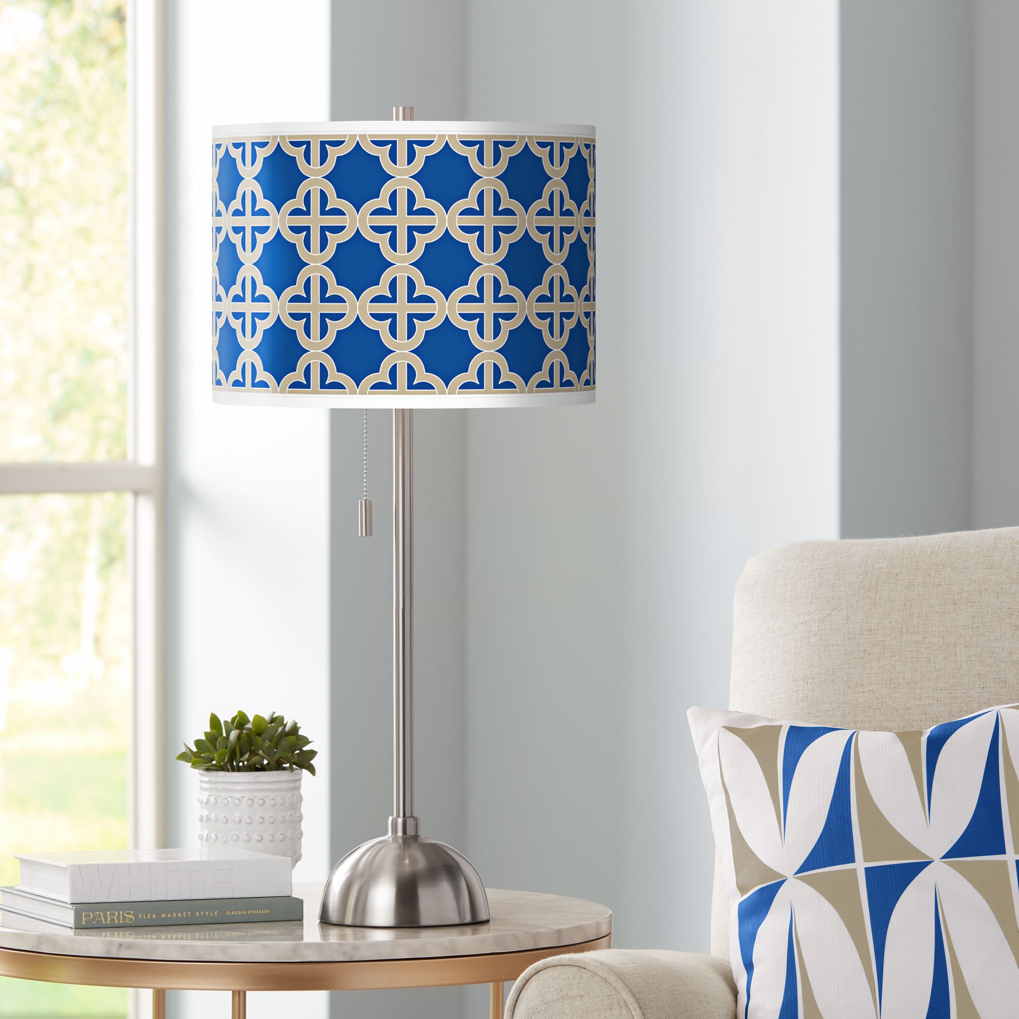 Four Corners Giclee Brushed Nickel Table Lamp