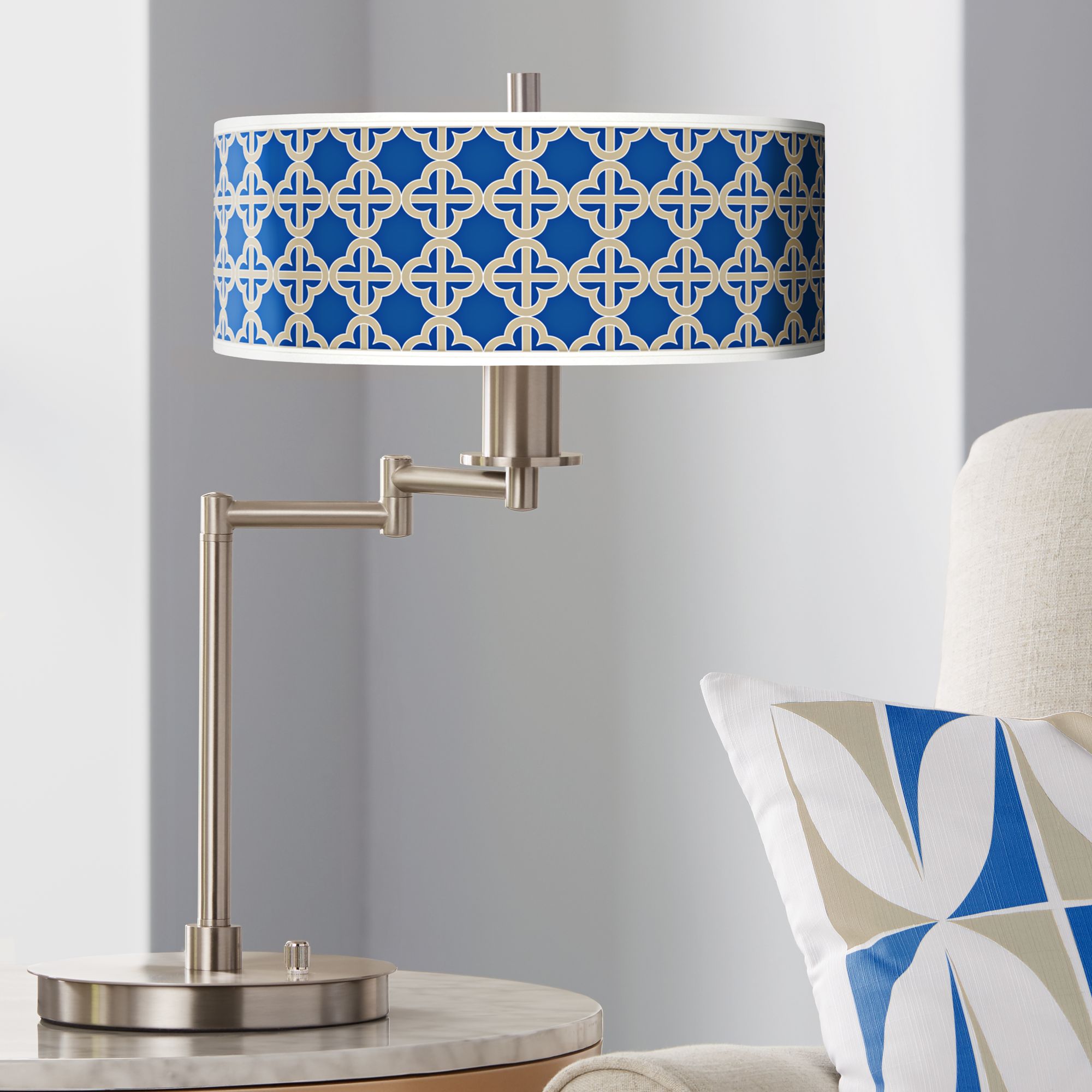 Four Corners Giclee Shade LED Swing Arm Desk Lamp