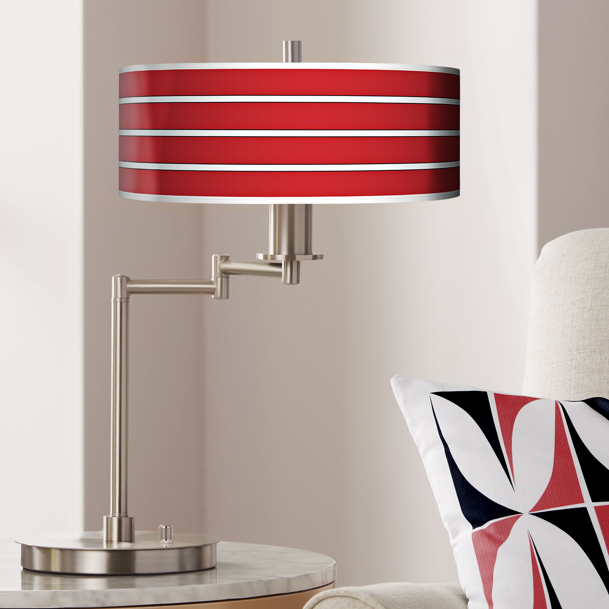 Bold Red Stripe Giclee CFL Swing Arm Desk Lamp