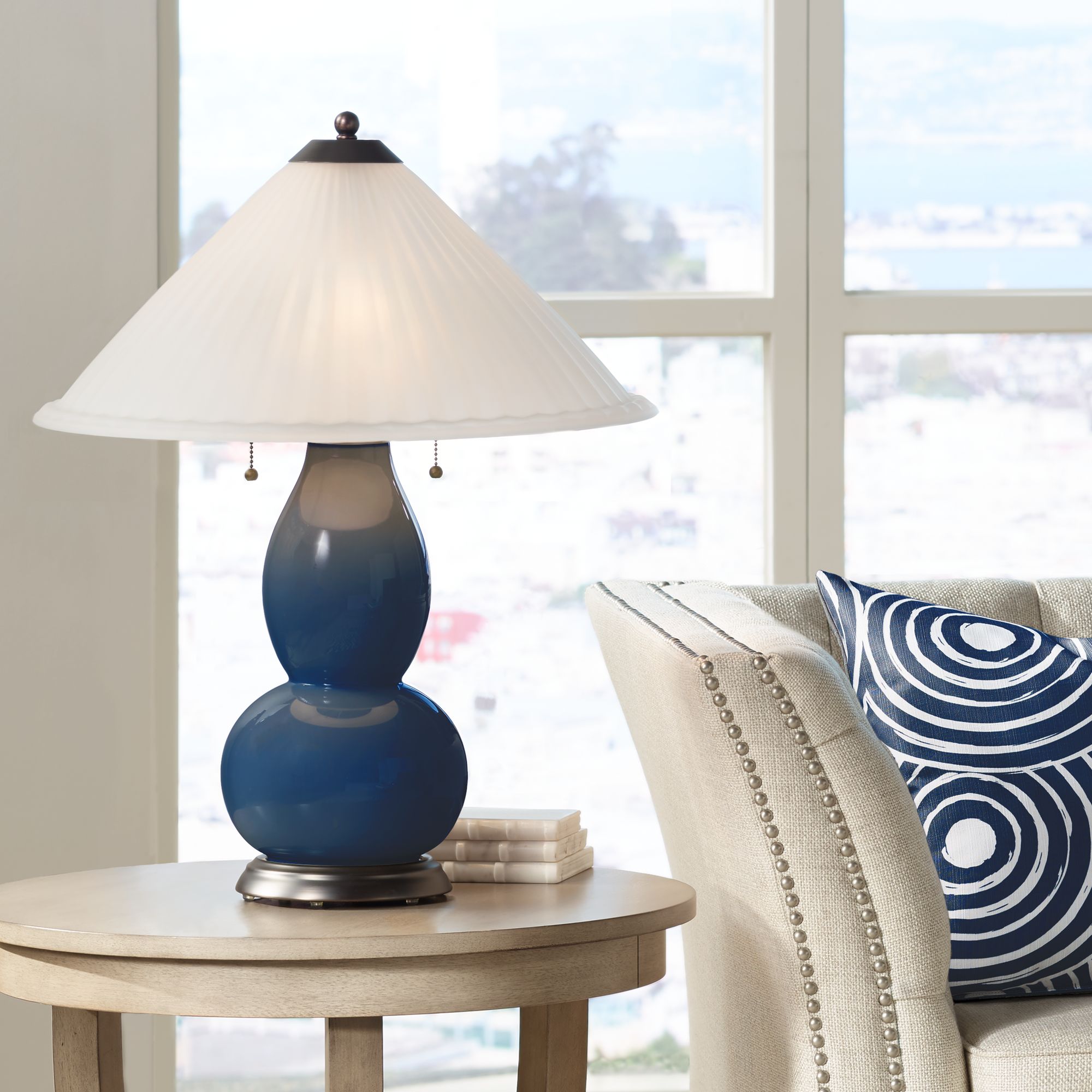 Naval Fulton Table Lamp with Fluted Glass Shade