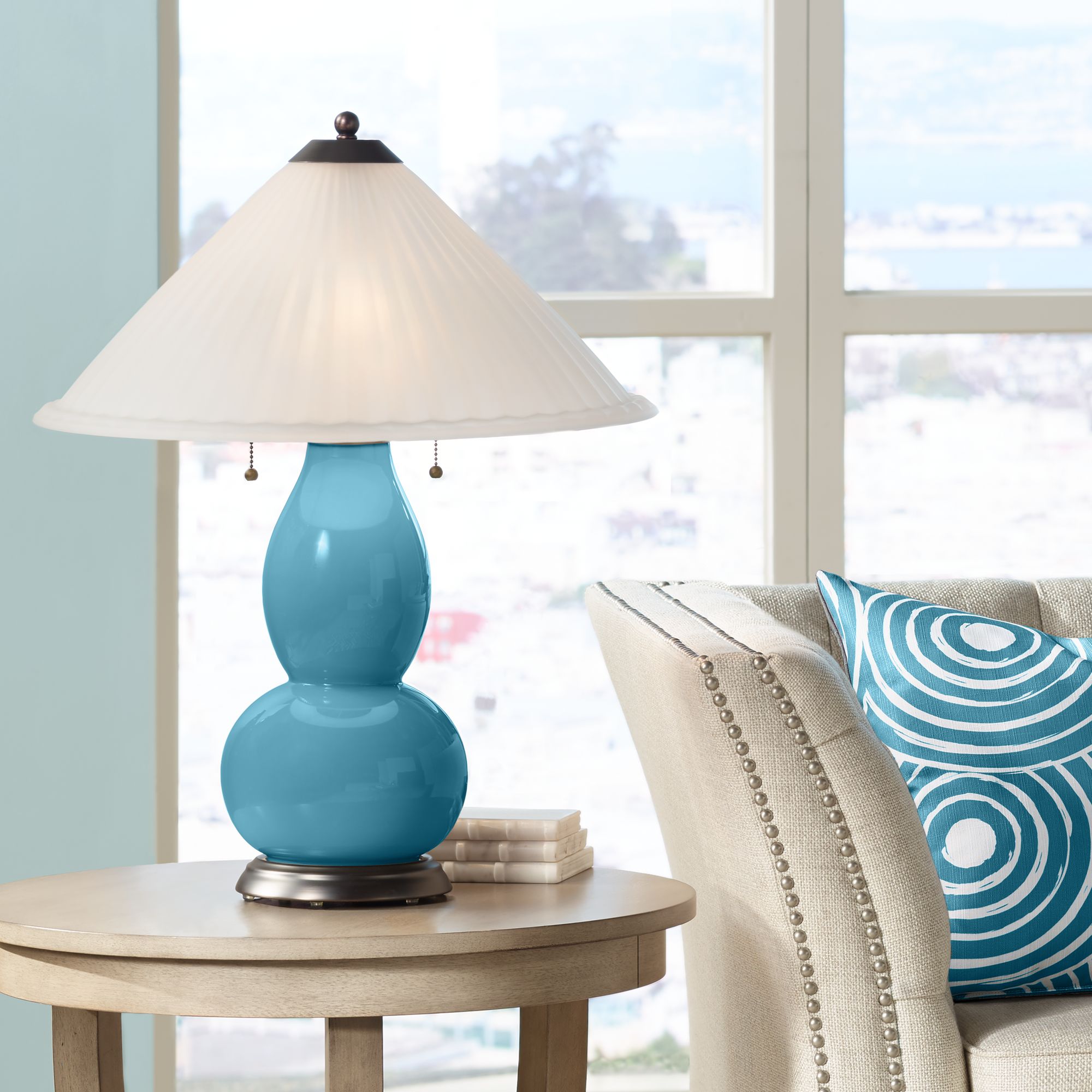 Great Falls Fulton Table Lamp with Fluted Glass Shade