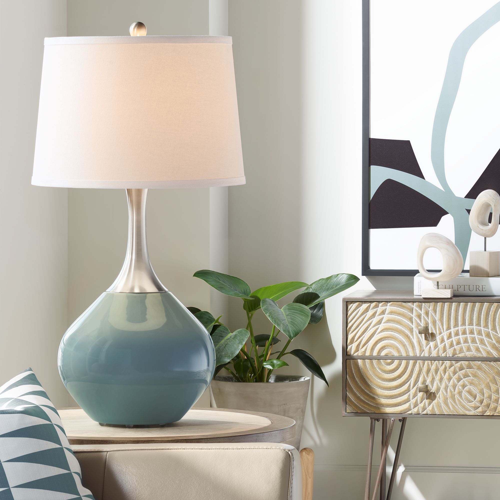 Smoky Blue Spencer Table Lamp – Stylish Modern Home Lighting