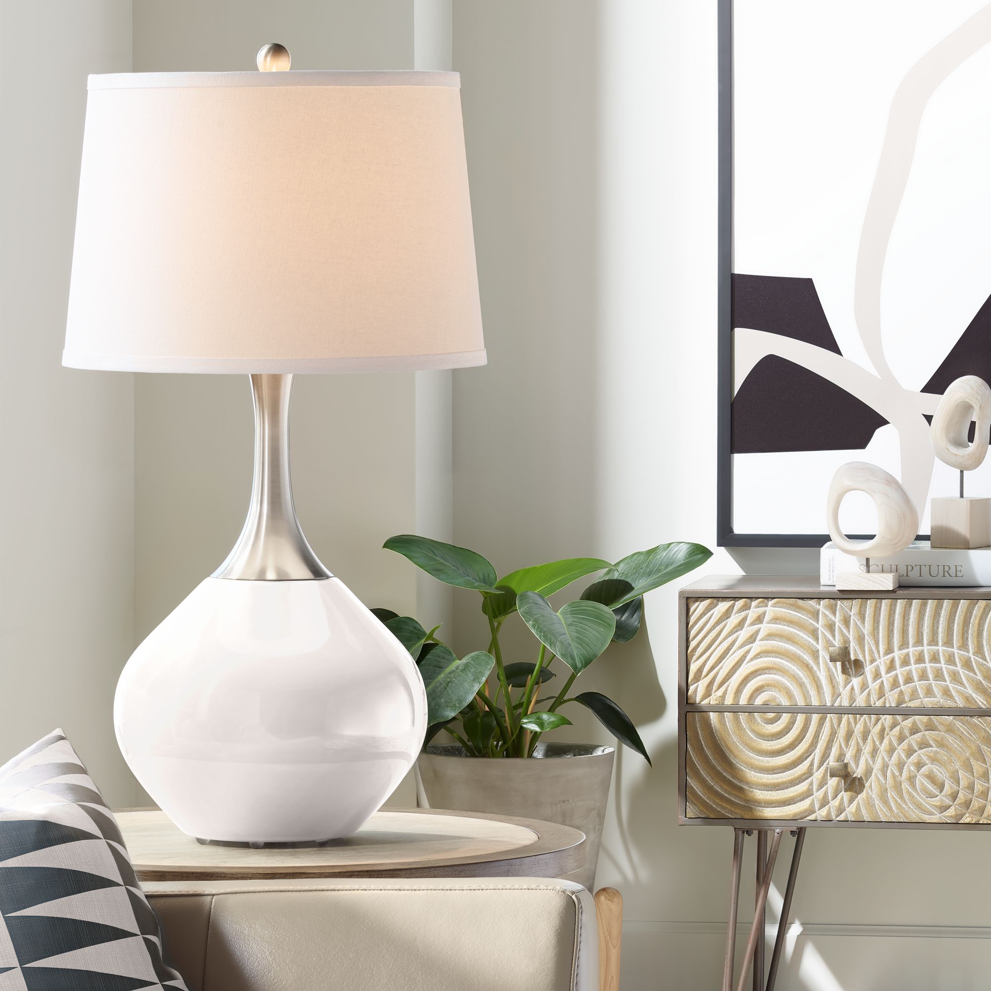 Smart White Spencer Table Lamp – Modern, Energy-Efficient Lighting