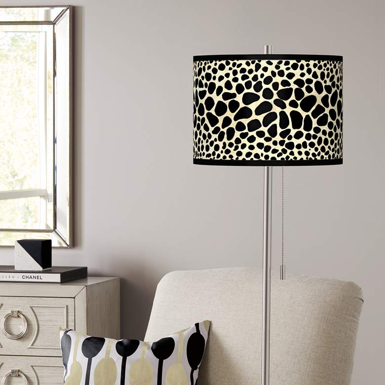 Image 1 Leopard Brushed Nickel Pull Chain Floor Lamp