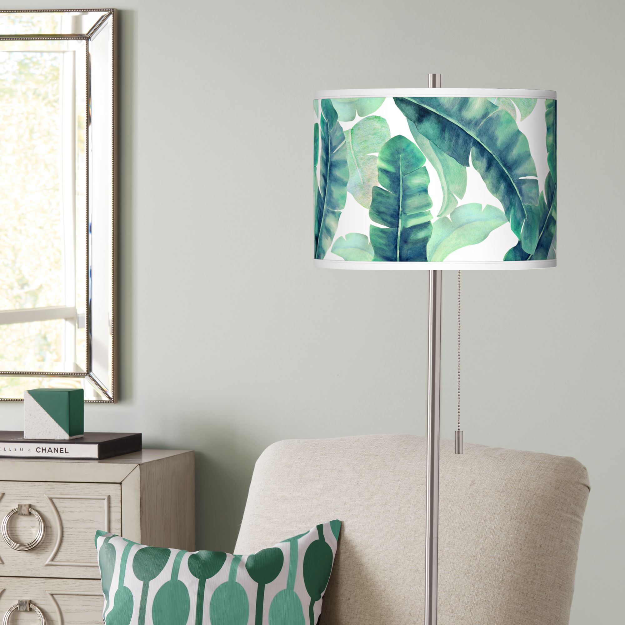 Guinea Brushed Nickel Pull Chain Floor Lamp