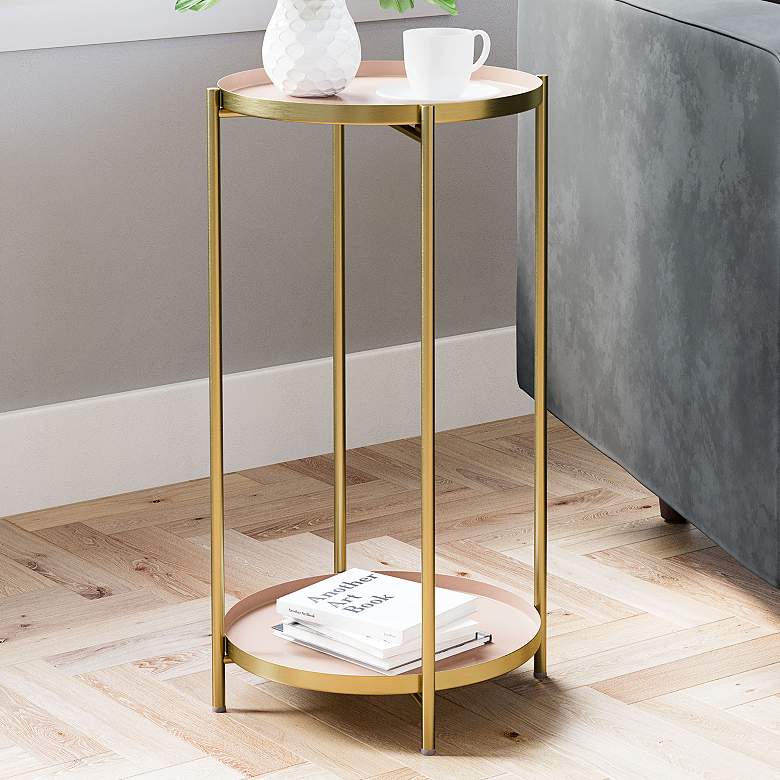 Zuo Jenna 12 3/4&quot; Wide Matte Gold Side Table