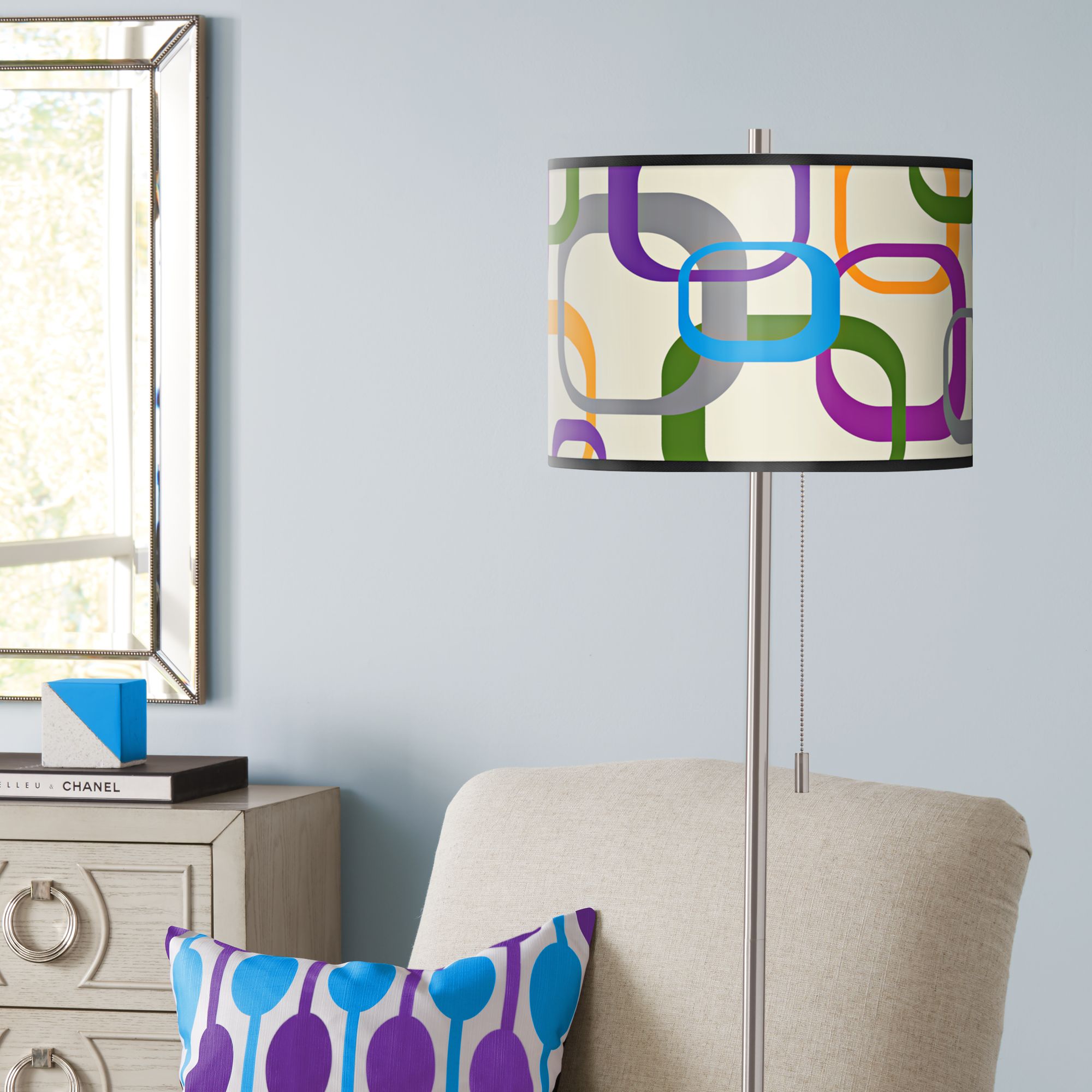 Retro Square Scramble Giclee Floor Lamp