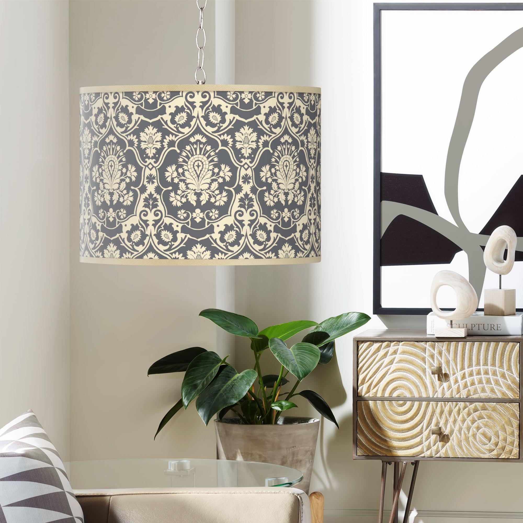 Seedling by thomaspaul Damask Swag Plug-In Chandelier