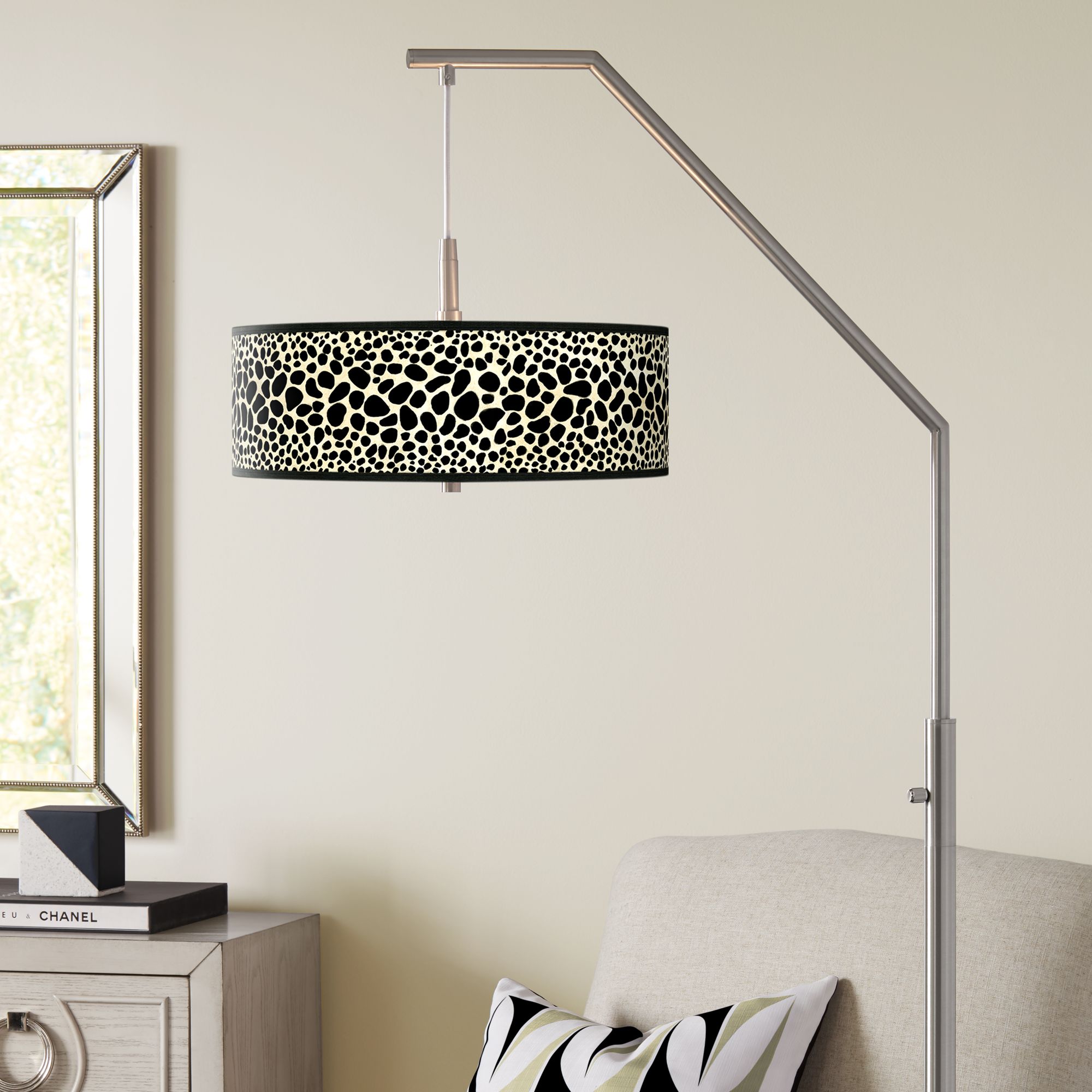Leopard Giclee Shade Arc Floor Lamp