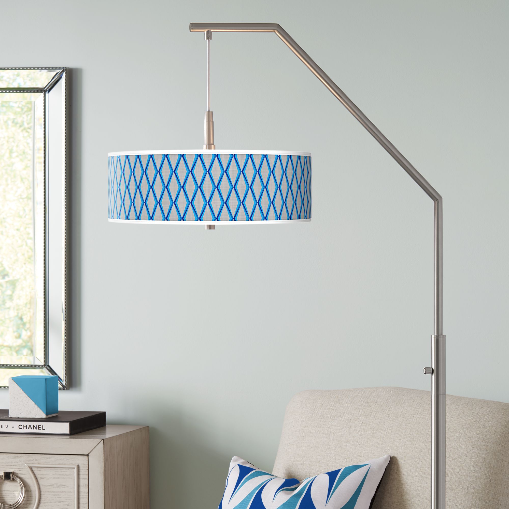Bleu Matrix Giclee Shade Arc Floor Lamp