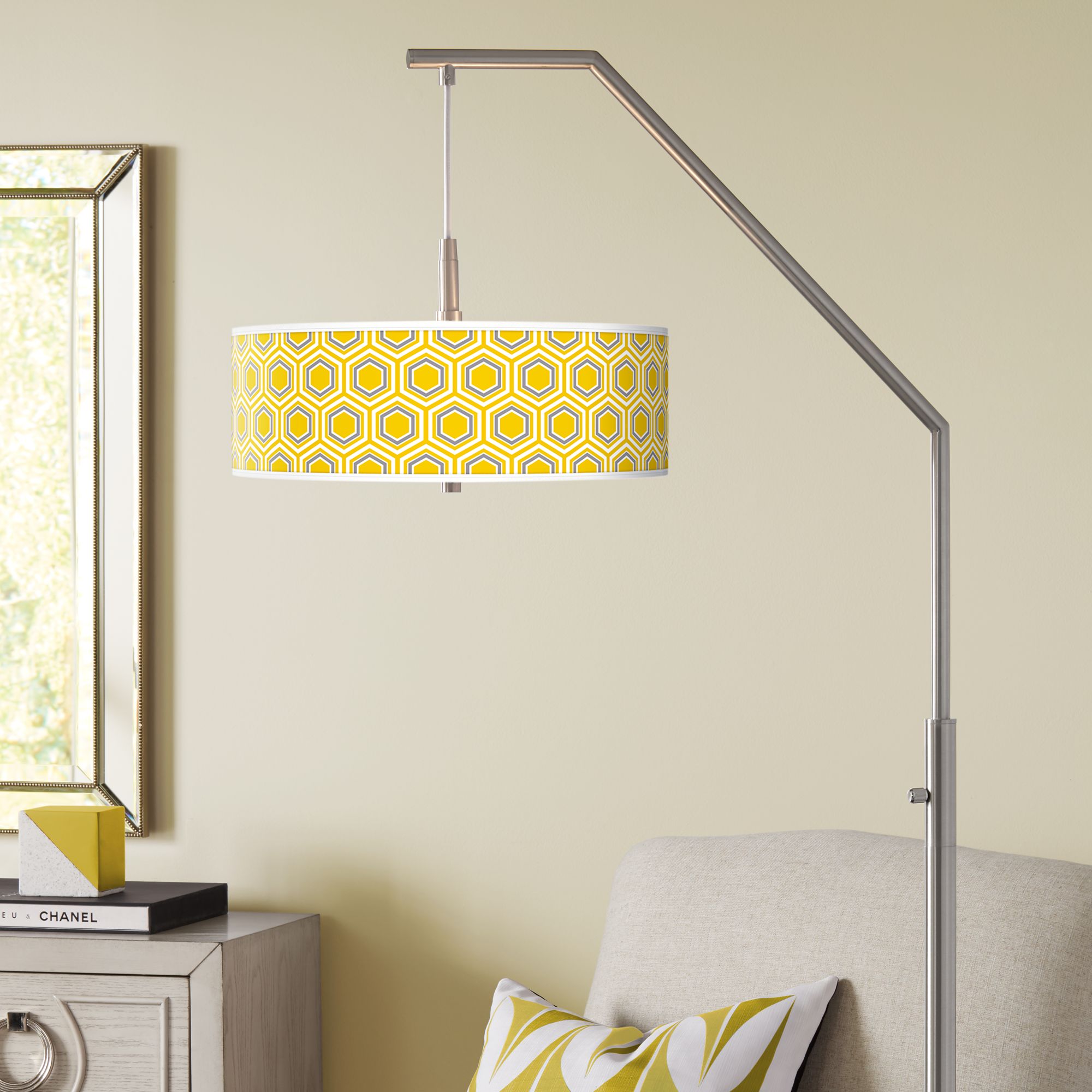 Giclee Shade Arc Floor Lamp 27H22 Lamps Plus