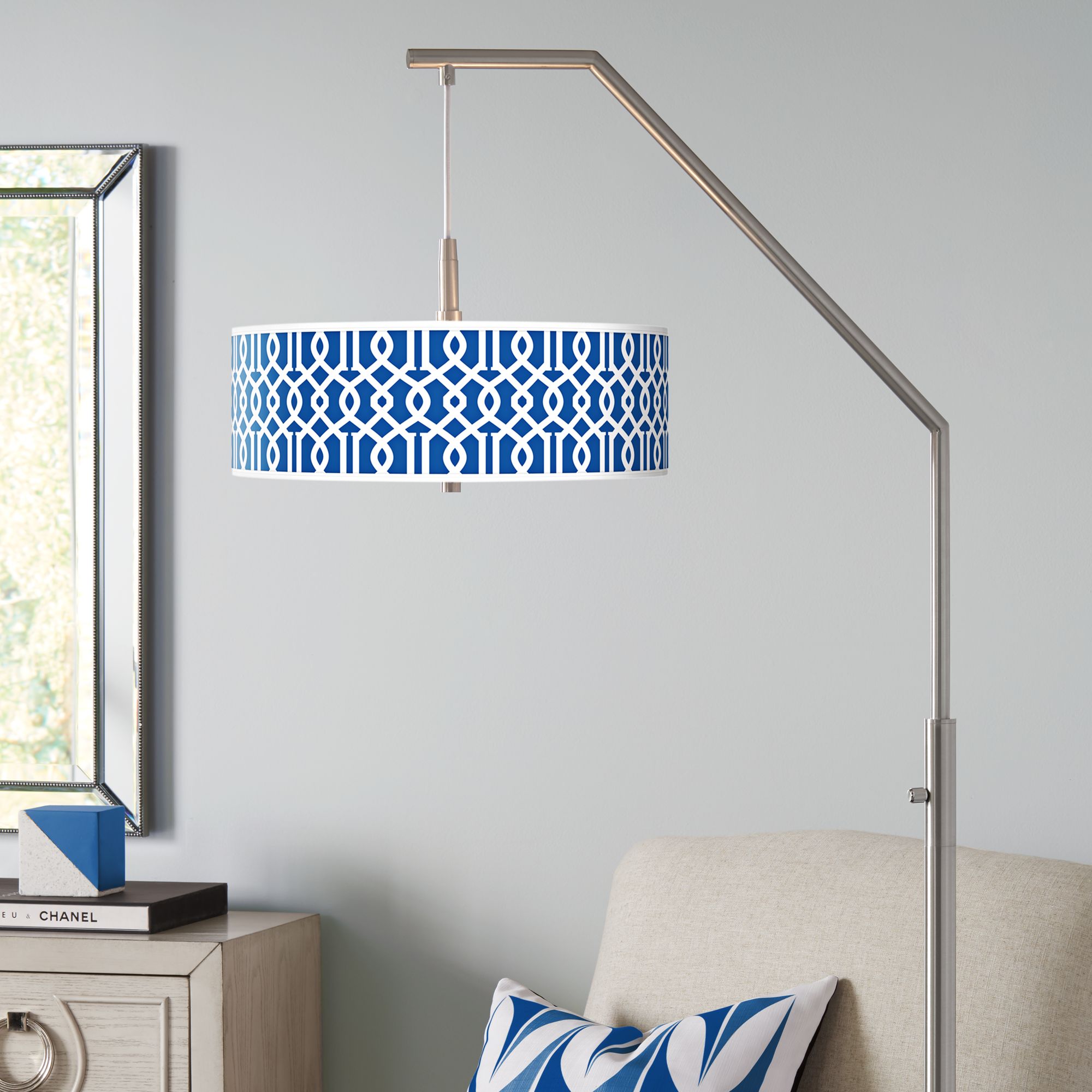 Chain Reaction Giclee Shade Arc Floor Lamp