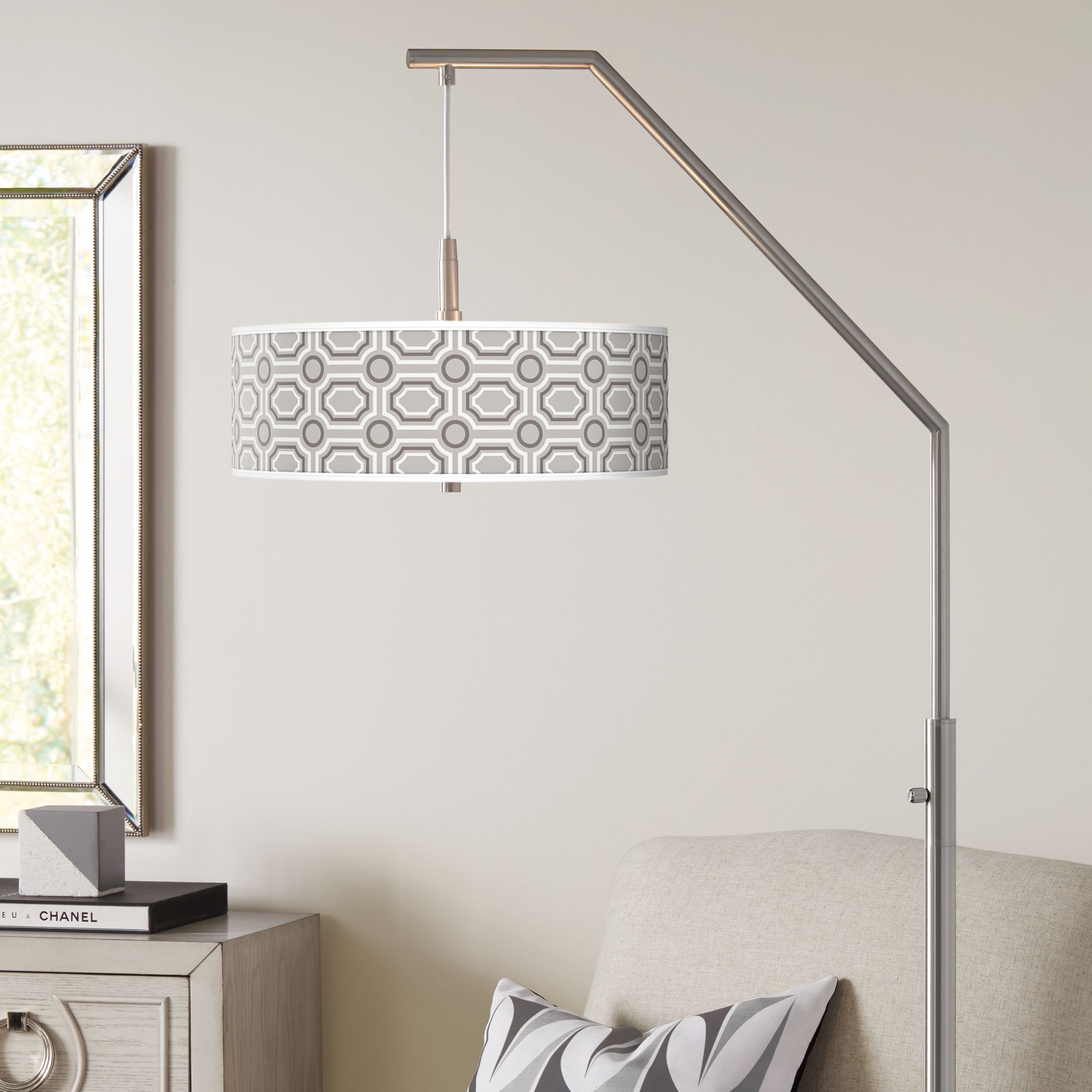 Luxe Tile Giclee Shade Arc Floor Lamp