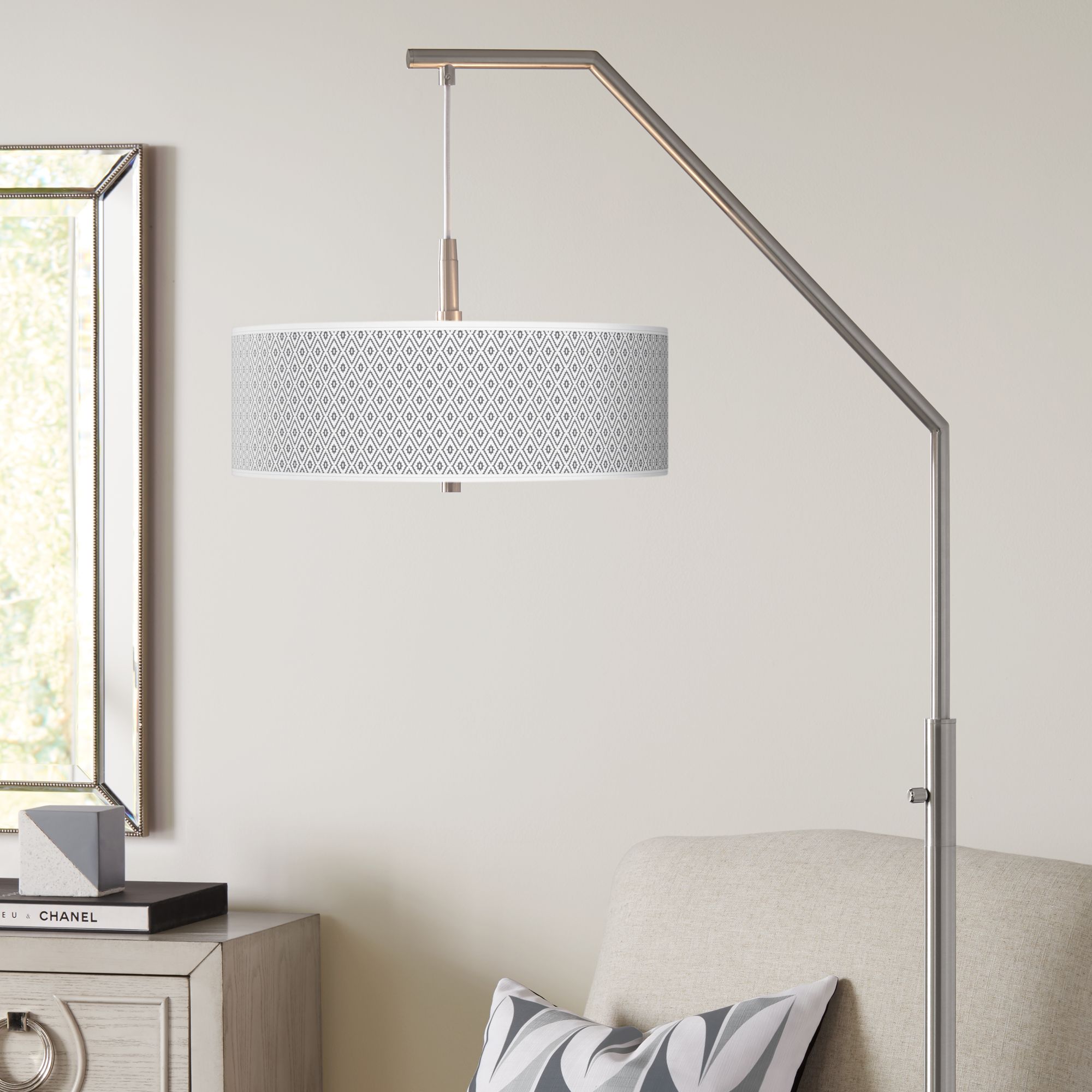 Diamonds Giclee Shade Arc Floor Lamp