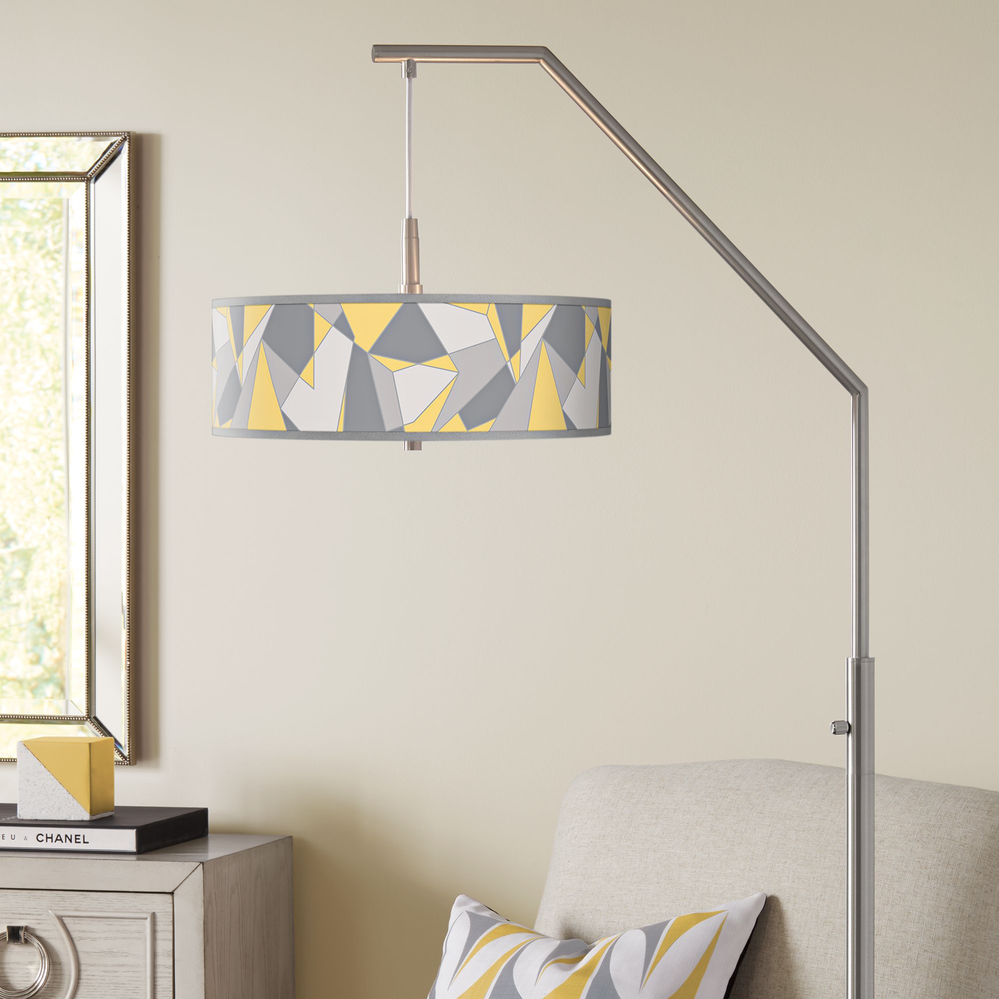 Modern Mosaic II Giclee Shade Arc Floor Lamp