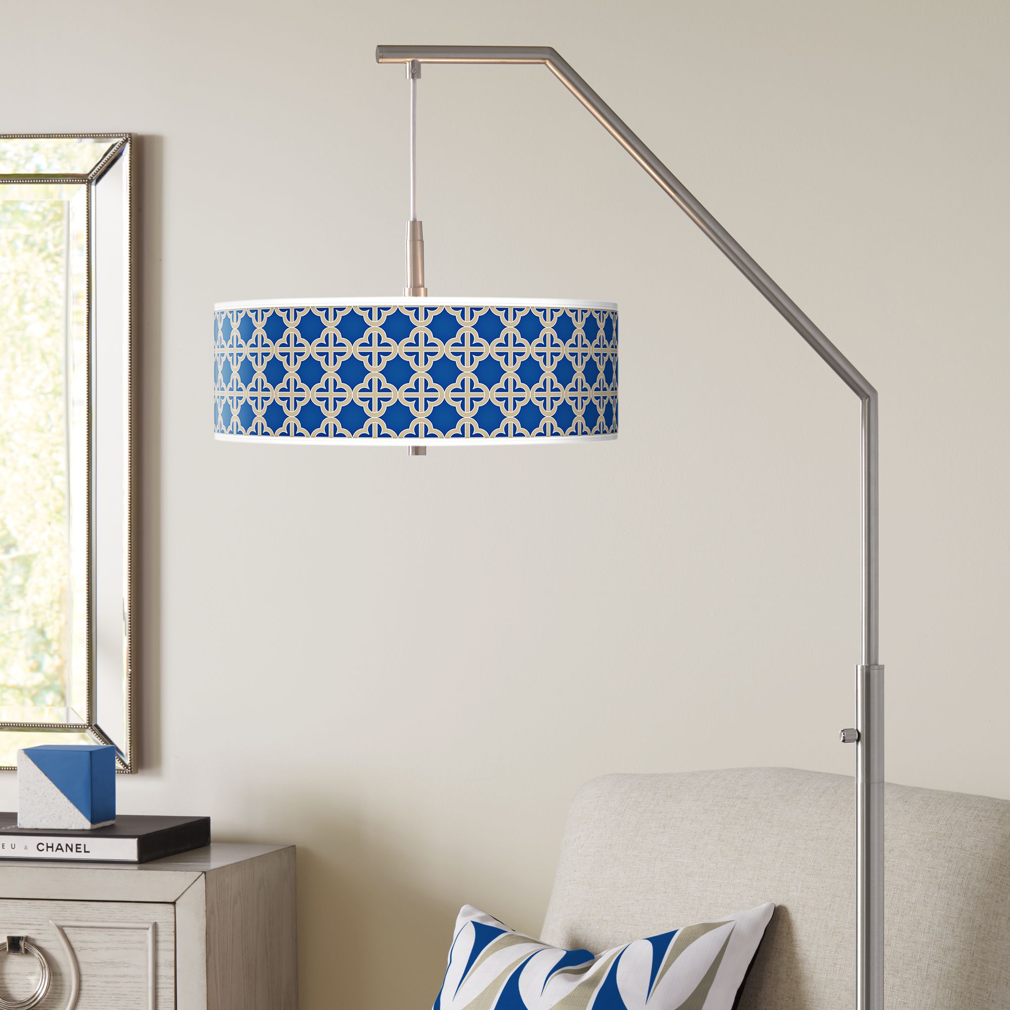 Four Corners Giclee Shade Arc Floor Lamp