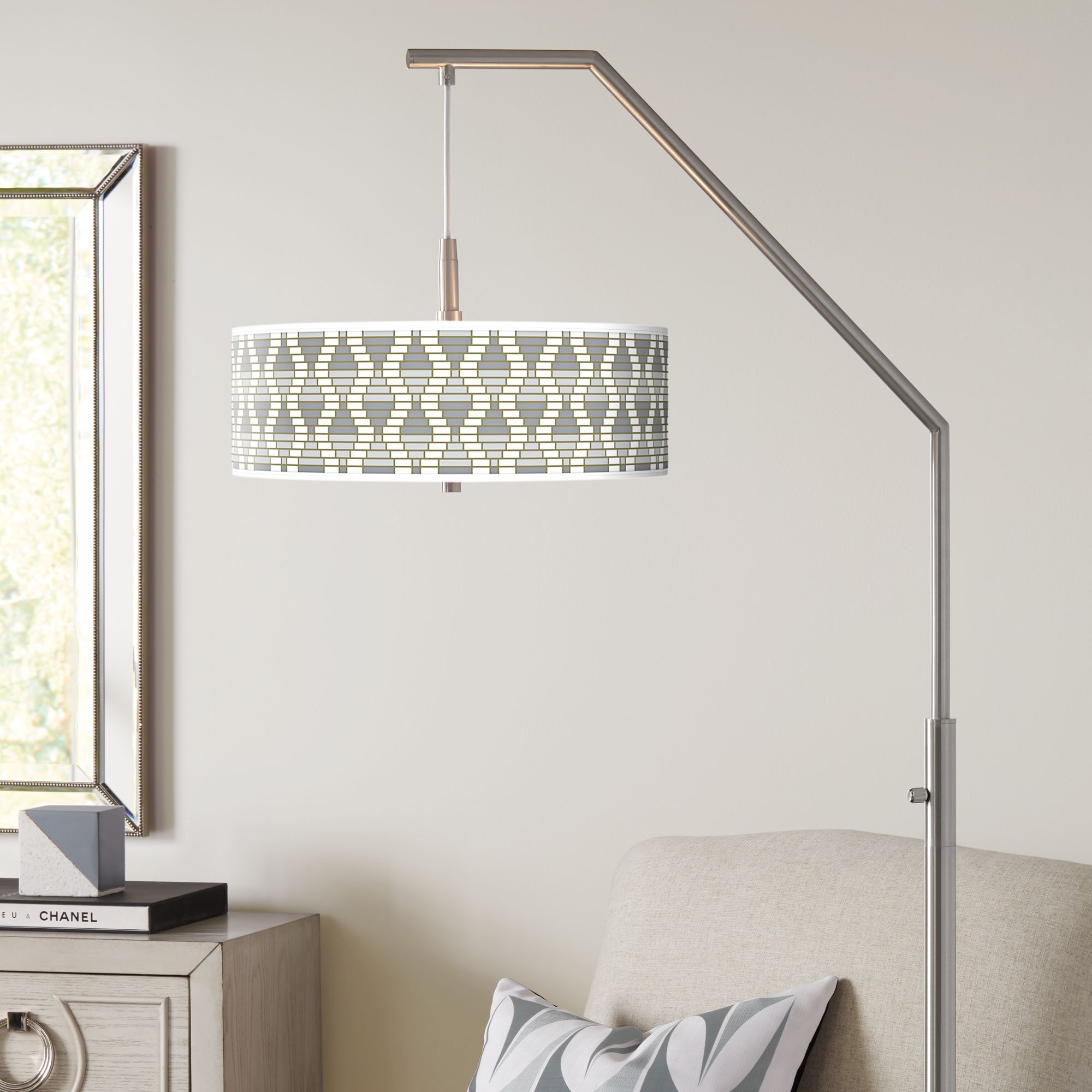 Stepping Out Giclee Shade Arc Floor Lamp