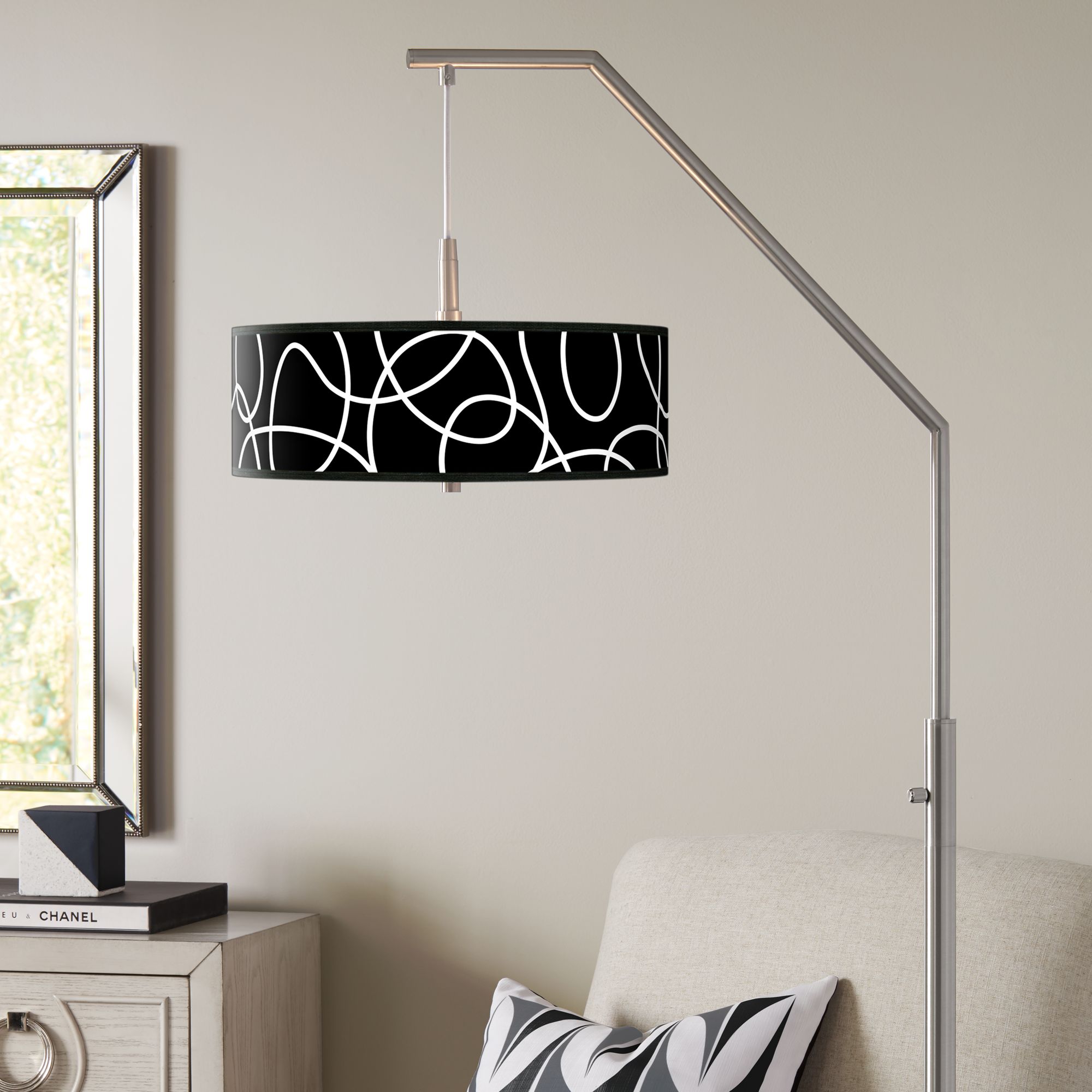 Abstract Giclee Shade Arc Floor Lamp